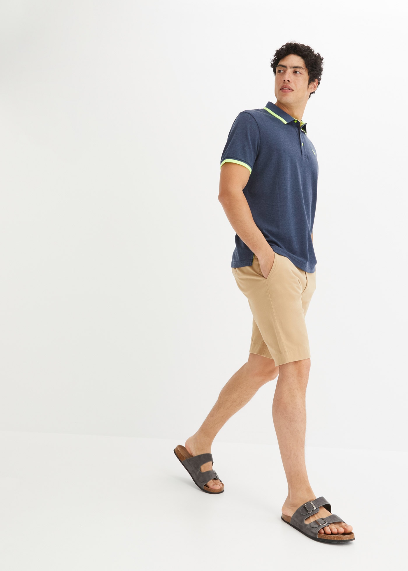 bonprix Poloshirt »Piqué-Poloshirt mit reiner Baumwolle« Regular fit, Kurzarm, mit neonfarbenen Details, mit Polokragen