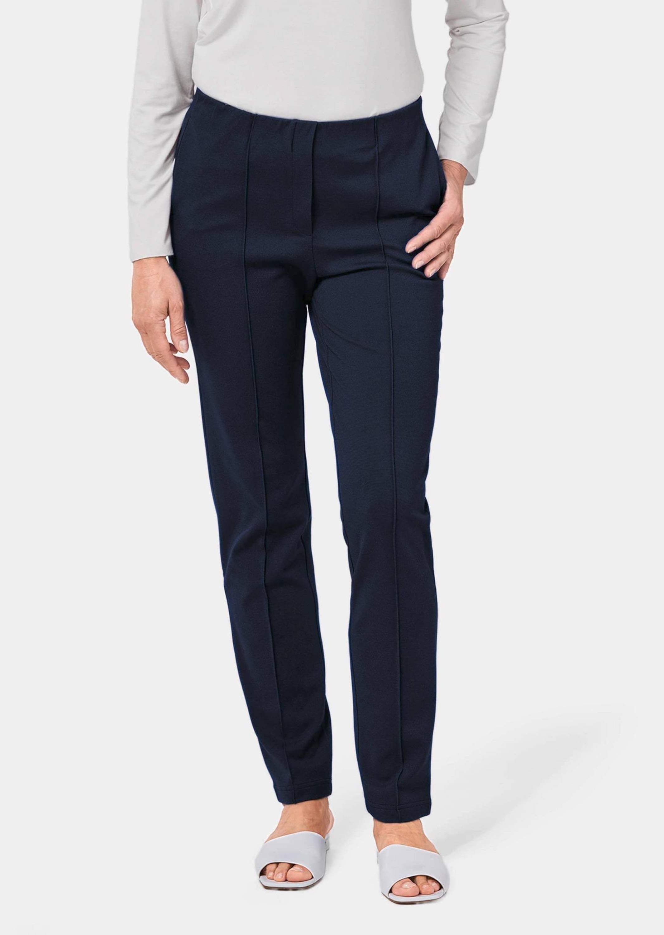 GOLDNER Schlupfhose »Schlupfhose LOUISA Moderne Hose LOUISA mit streckenden Biesen«