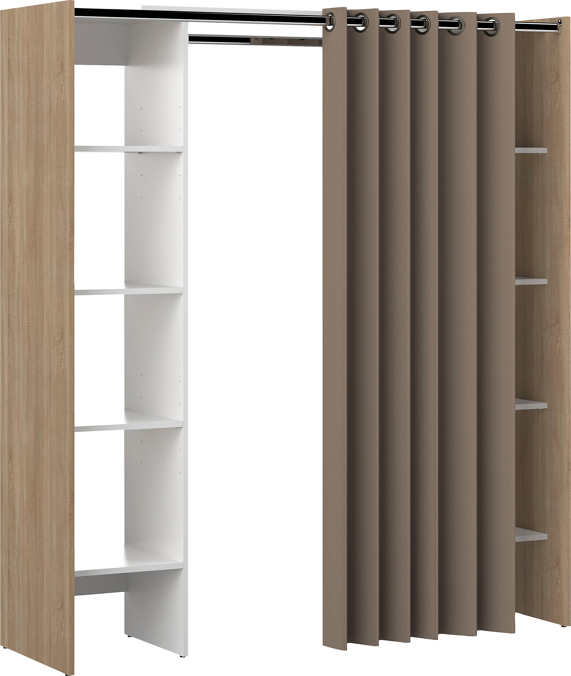 TemaHome Garderobenschrank »TOM«, Schrank mit Vorhang, ausziehbar auf Breite 185,3 cm