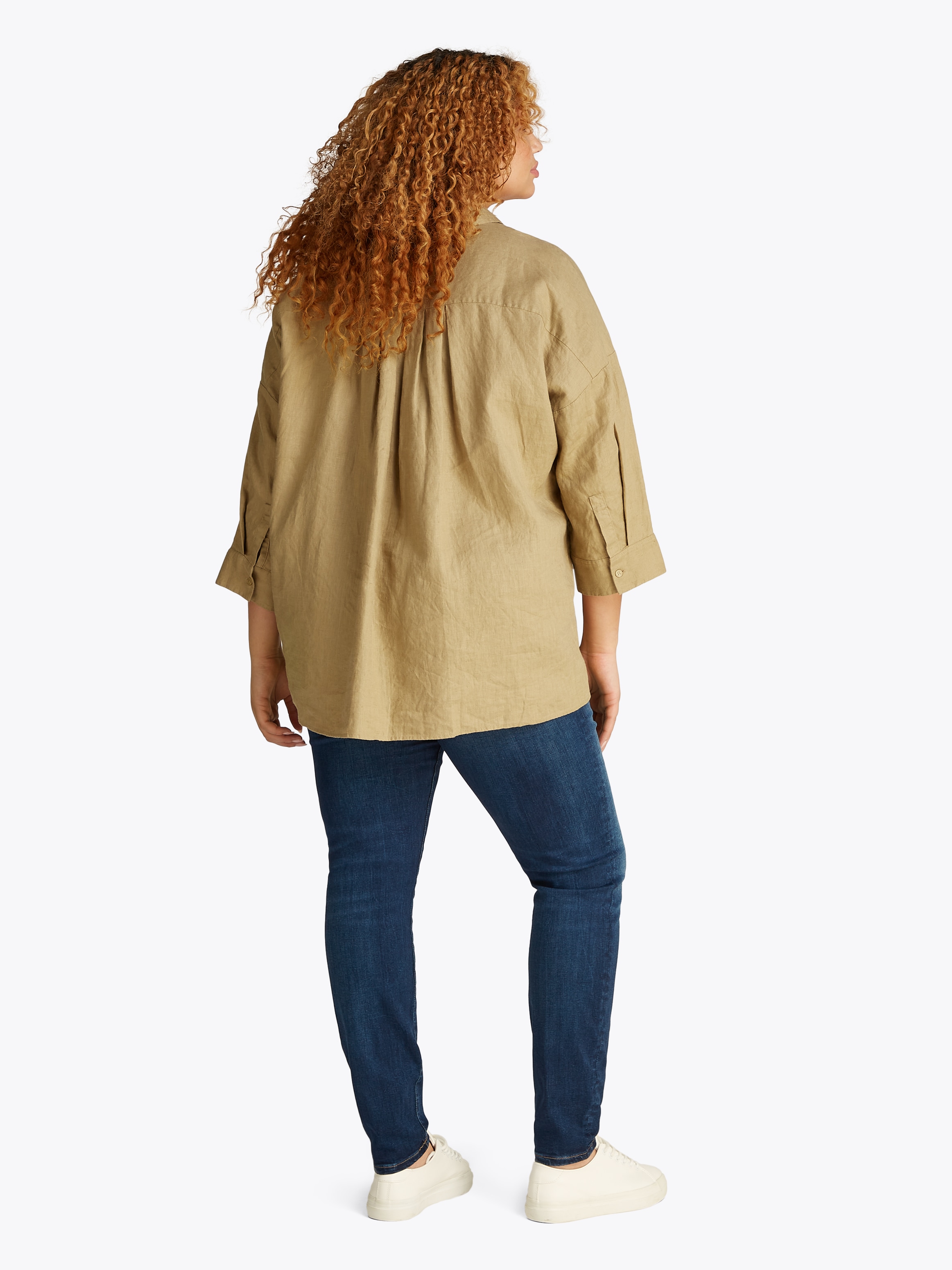 Tommy Hilfiger Curve Hemdbluse »CRV ESS LINEN EASY SHIRT«, in Großen Größen, Leinenqualität