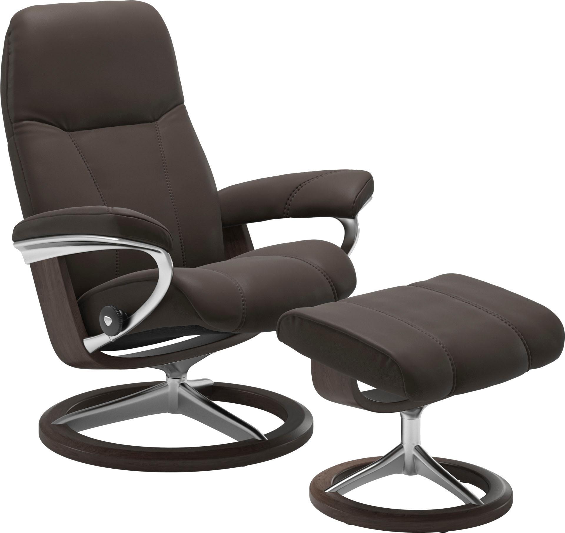 Stressless Relaxsessel "Consul" Set, Relaxsessel mit Hocker, mit Hocker, mit Signature Base, Größe S, Gestell Wenge