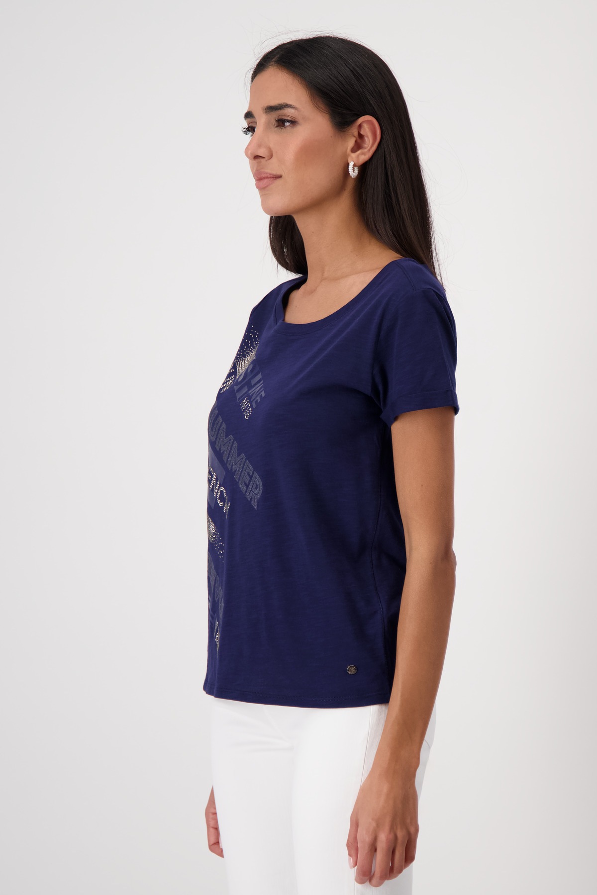Monari T-Shirt "Shirt Basic Schmuckschrift", Mit Rundhalsausschnitt günstig online kaufen