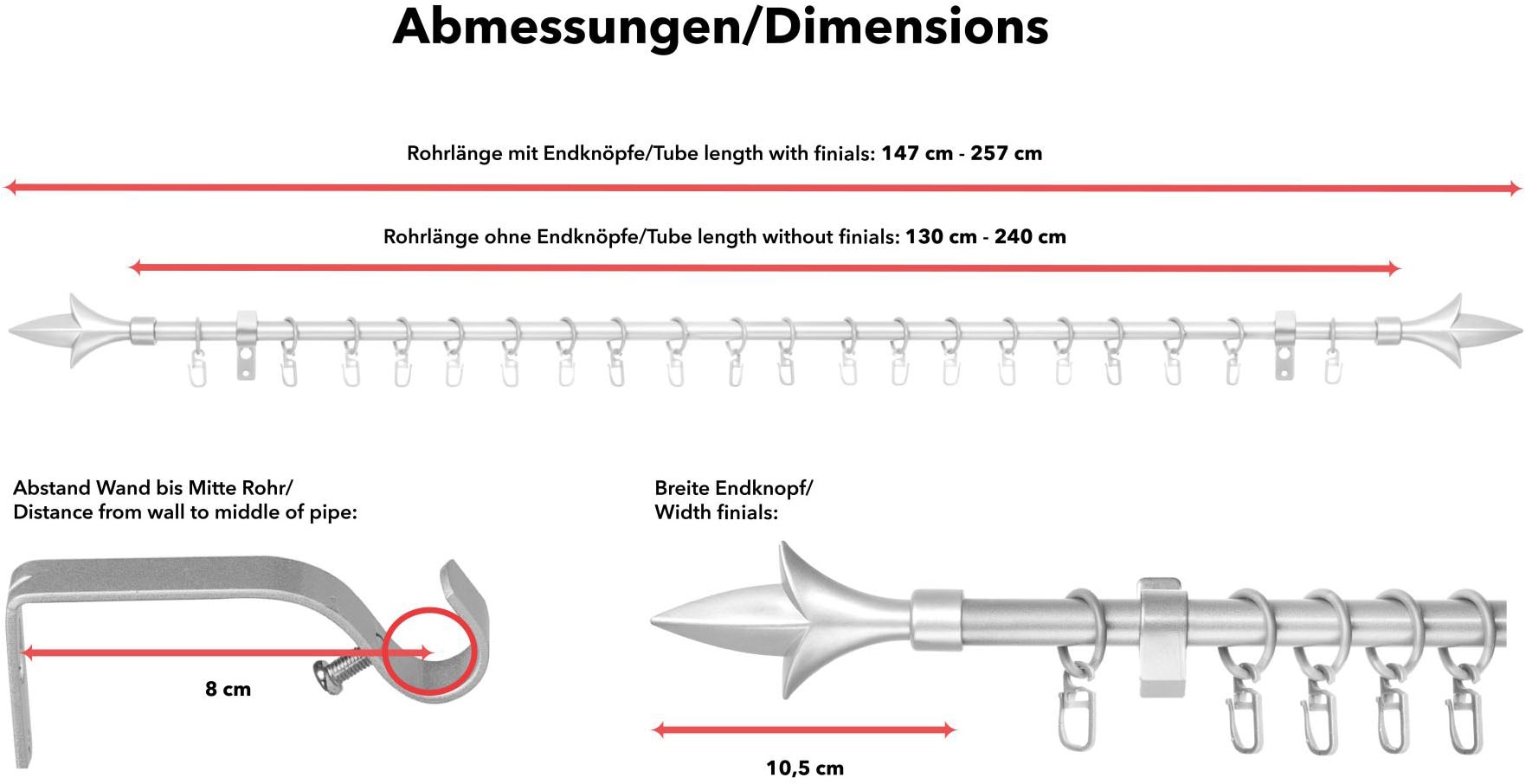 LICHTBLICK ORIGINAL Gardinenstange »Gardinenstange Lilie, 16 mm, ausziehbar« 1 läufig-läufig