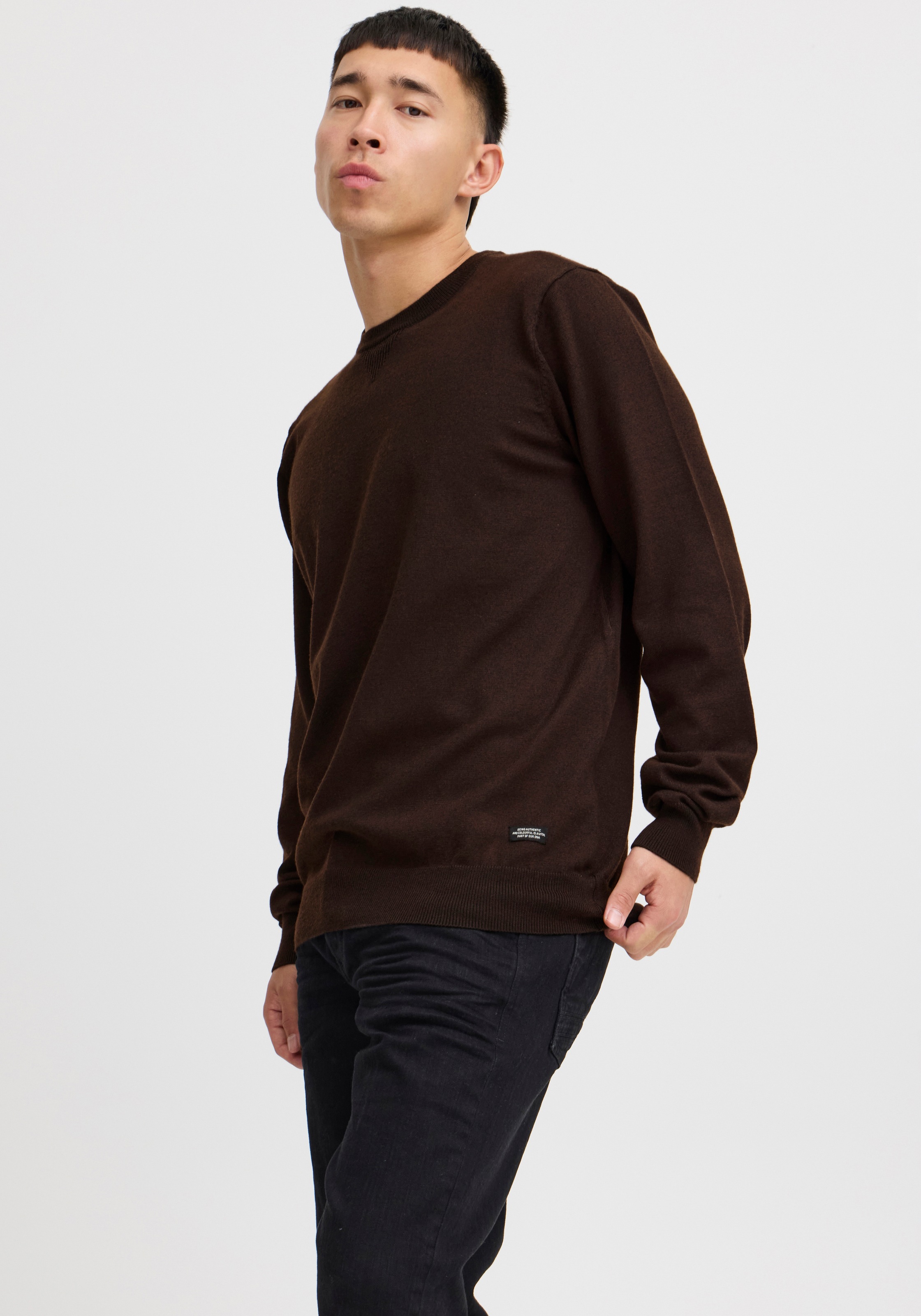 Longpullover BLEND "BHBruton", Herren, Gr. S, forest night, 100% Polyester, meliert, normal normal, Rundhals, Pullover Longpullover, Stilvoller melierter Strickpullover 5