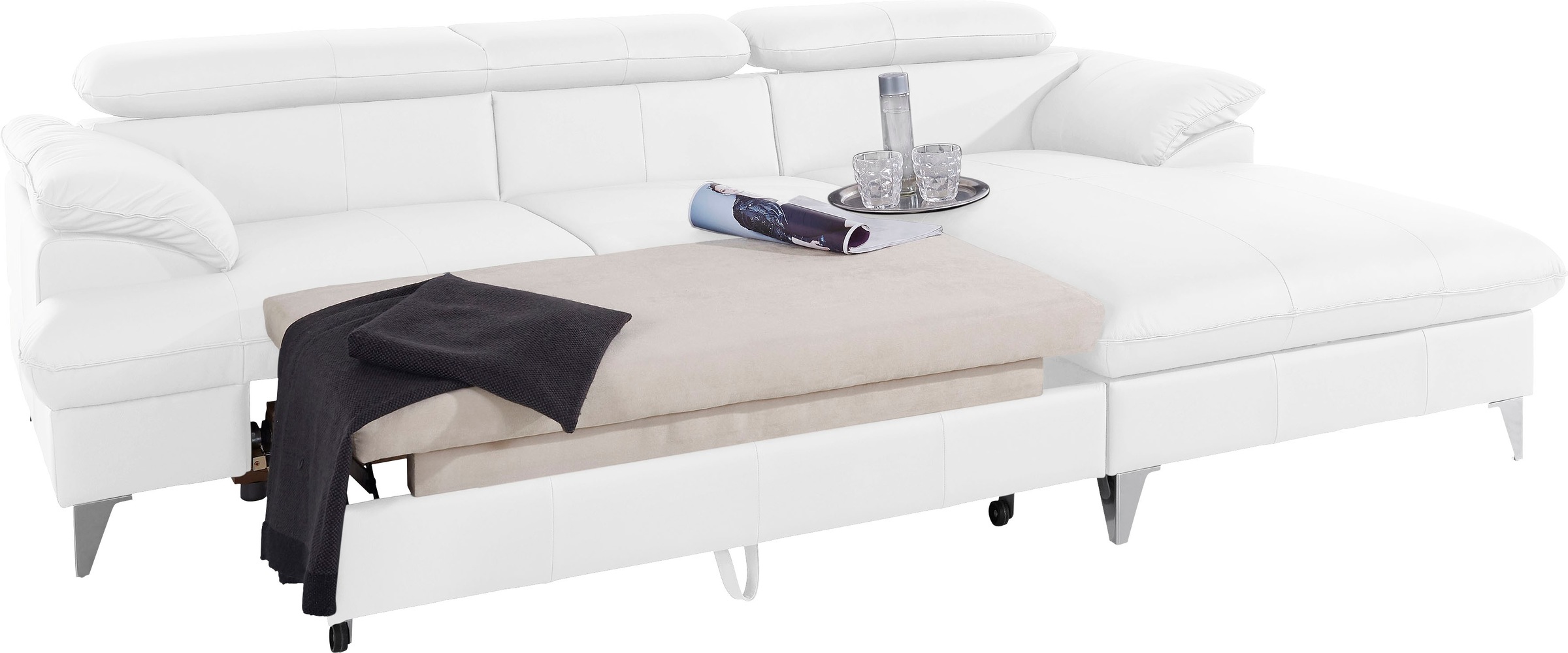COTTA Polstergarnitur »Caluso L-Form«, (2 tlg.), Set bestehend aus: Ecksofa mit Kopfteilverstellung & Hocker
