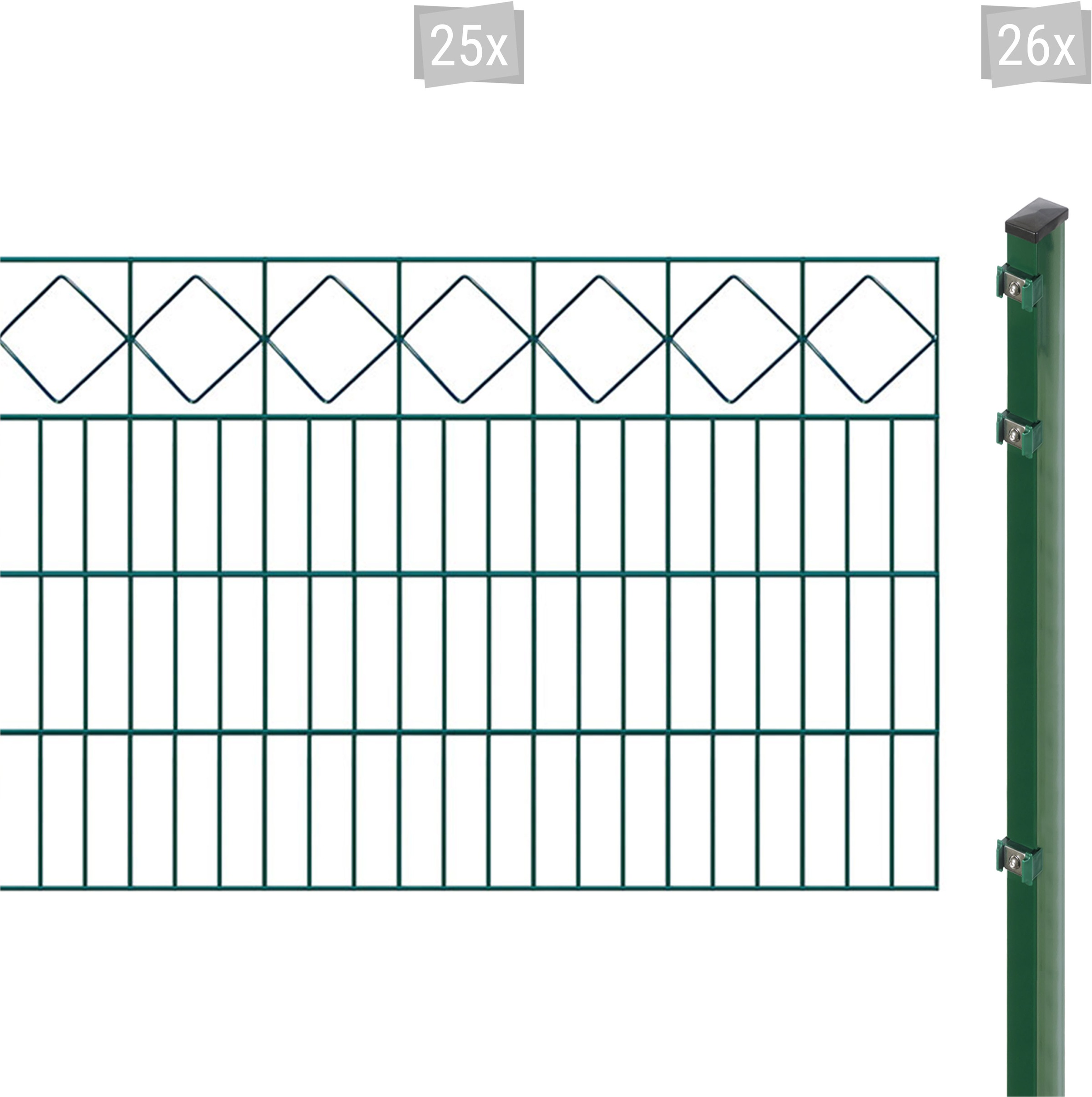 Arvotec Doppelstabmattenzaun "EXCLUSIVE 80 zum Einbetonieren "Karo" mit Zierleiste", Zaunhöhe 80 cm, Zaunlänge 2 - 60 m