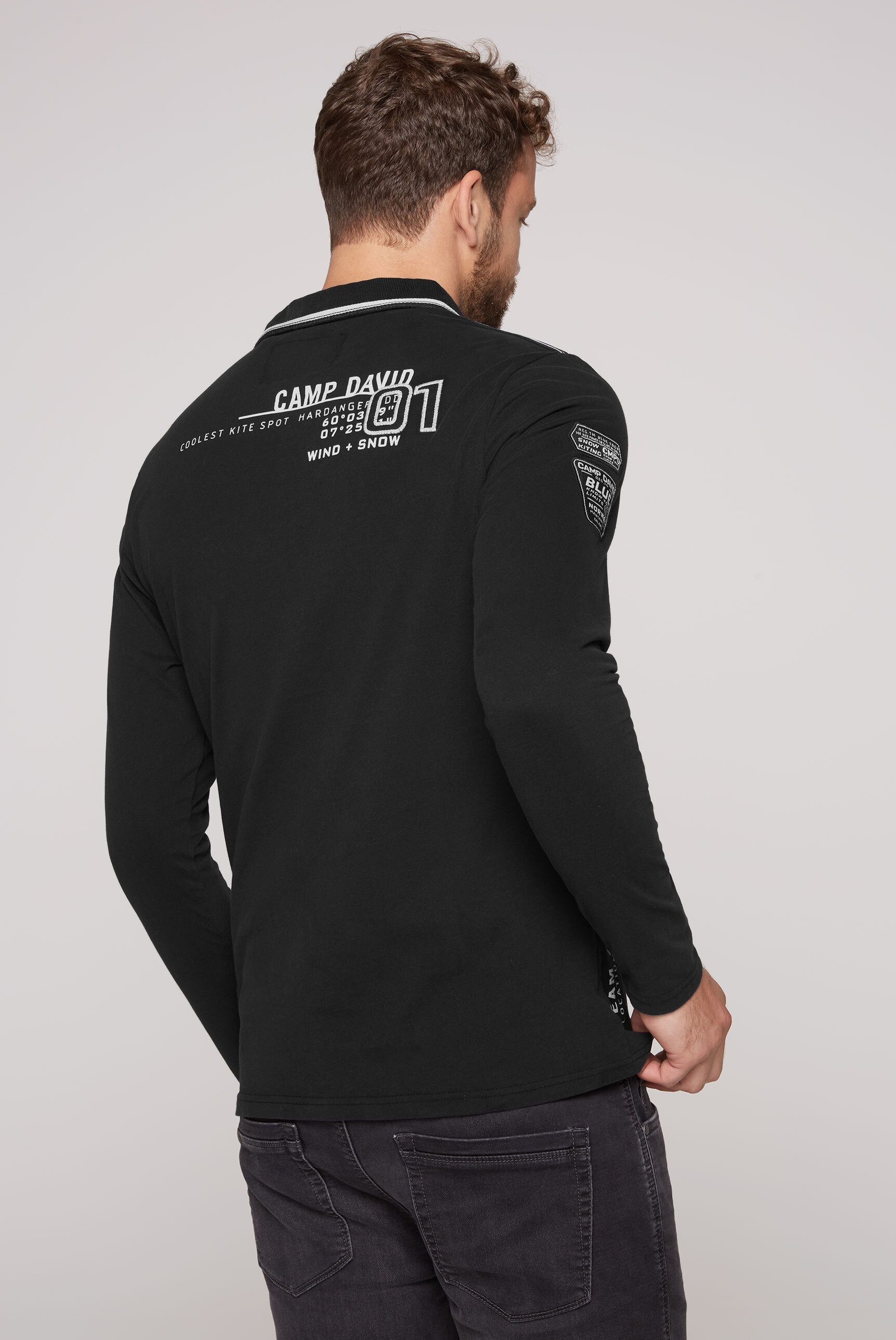 CAMP DAVID Langarm-Poloshirt, aus Baumwolle