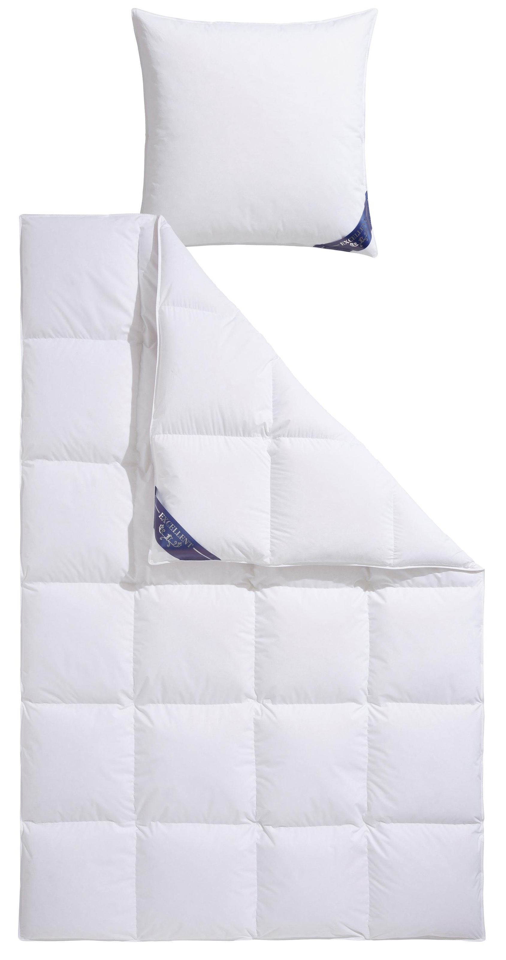Excellent Daunenbettdecke + 3-Kammer-Kopfkissen »Davos«, Bettdecken-Set mit Kopfkissen, Bettdecke 135x200 und 155x220 cm