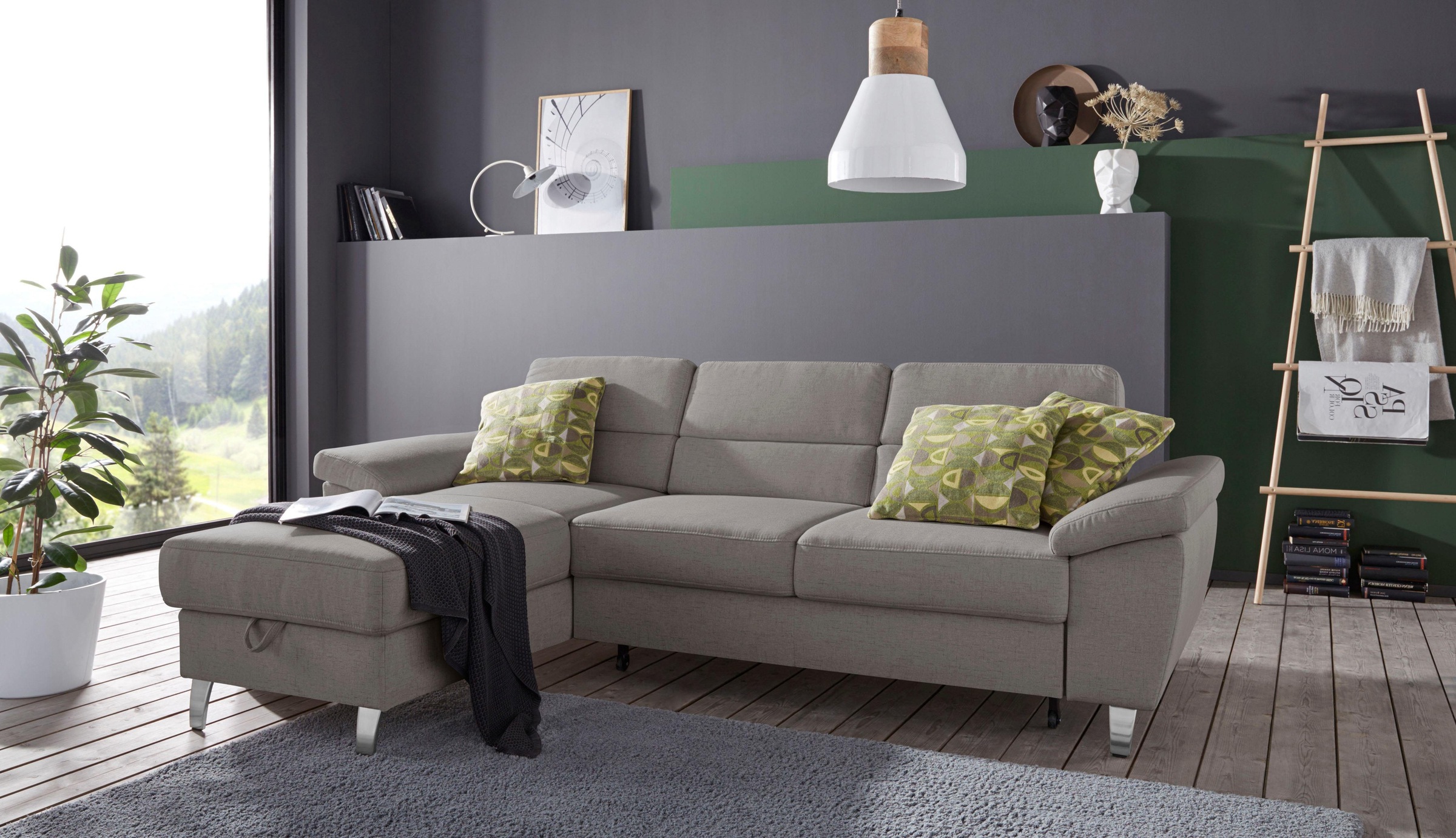 sit&more Ecksofa »Sorano L-Form«, wahlweise mit Bettfunktion und Bettkasten