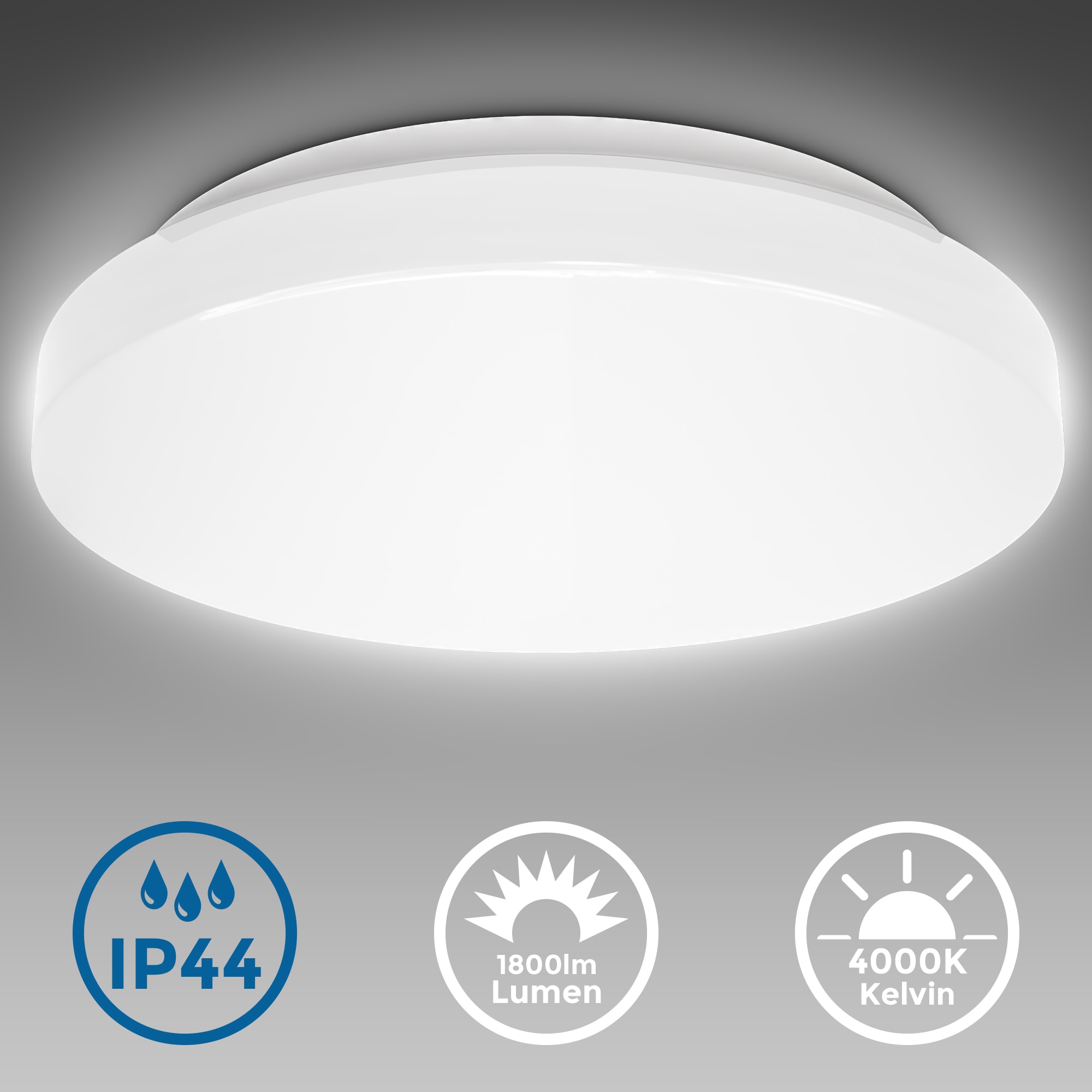 B.K.Licht LED Deckenlampe, Bad, 1 weiß Modul inkl. LED flammig-flammig, IP44, Deckenleuchte, BAUR Watt 4000K, 18 1800lm 