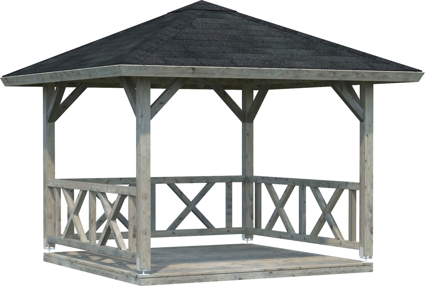 Holzpavillon »Betty«, BxT: 368x368 cm, grau