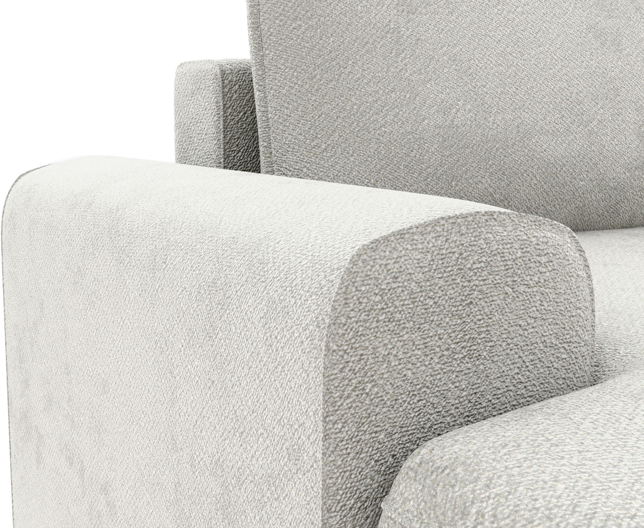 TRENDMANUFAKTUR Ecksofa »Fordon, Schlafsofa mit Bettkasten, Couch in L-Form, Breite 250 cm«, in Struktur fein LEO, haustierfreundlich, wollweiß, Recamiere rechts