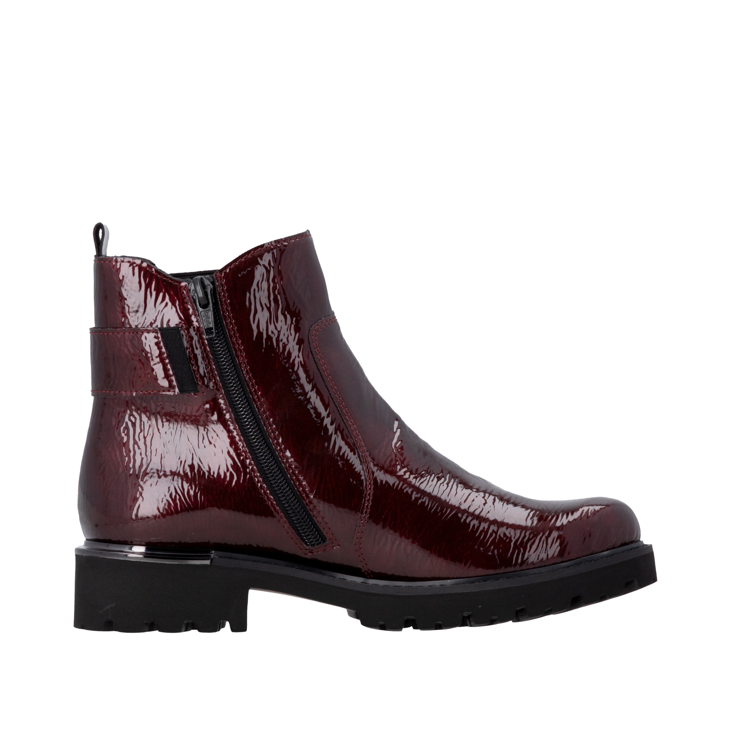 Remonte Chelseaboots  Blockabsatz, Stiefelette, Lackboots mit Metallic-Einsatz am Absatz