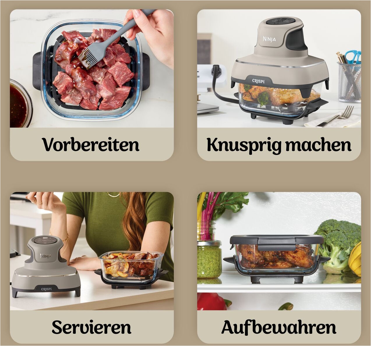 NINJA Heißluftfritteuse »CRISPi 4-in-1 Cyber Space - FN101EUGY« 1700 W tragbar