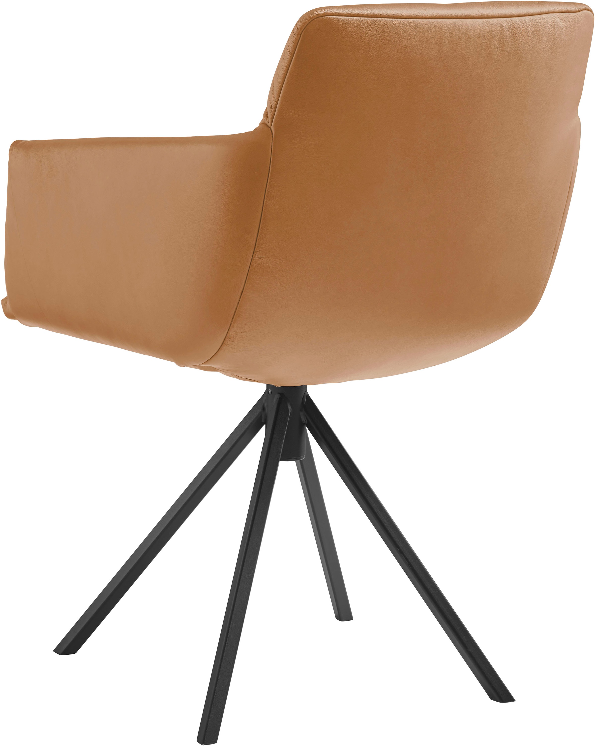 Polsterstuhl MUSTERRING "JustB SP500", gelb (kurkuma), 1 Stk., Longlife Xtra-Leder Z69, drehbar inkl. Rückholfeder, Stühle, Polsterstuhl, mit Armlehne, wahlweise mit Drehfunktion, Stativgestell in schwarz 3