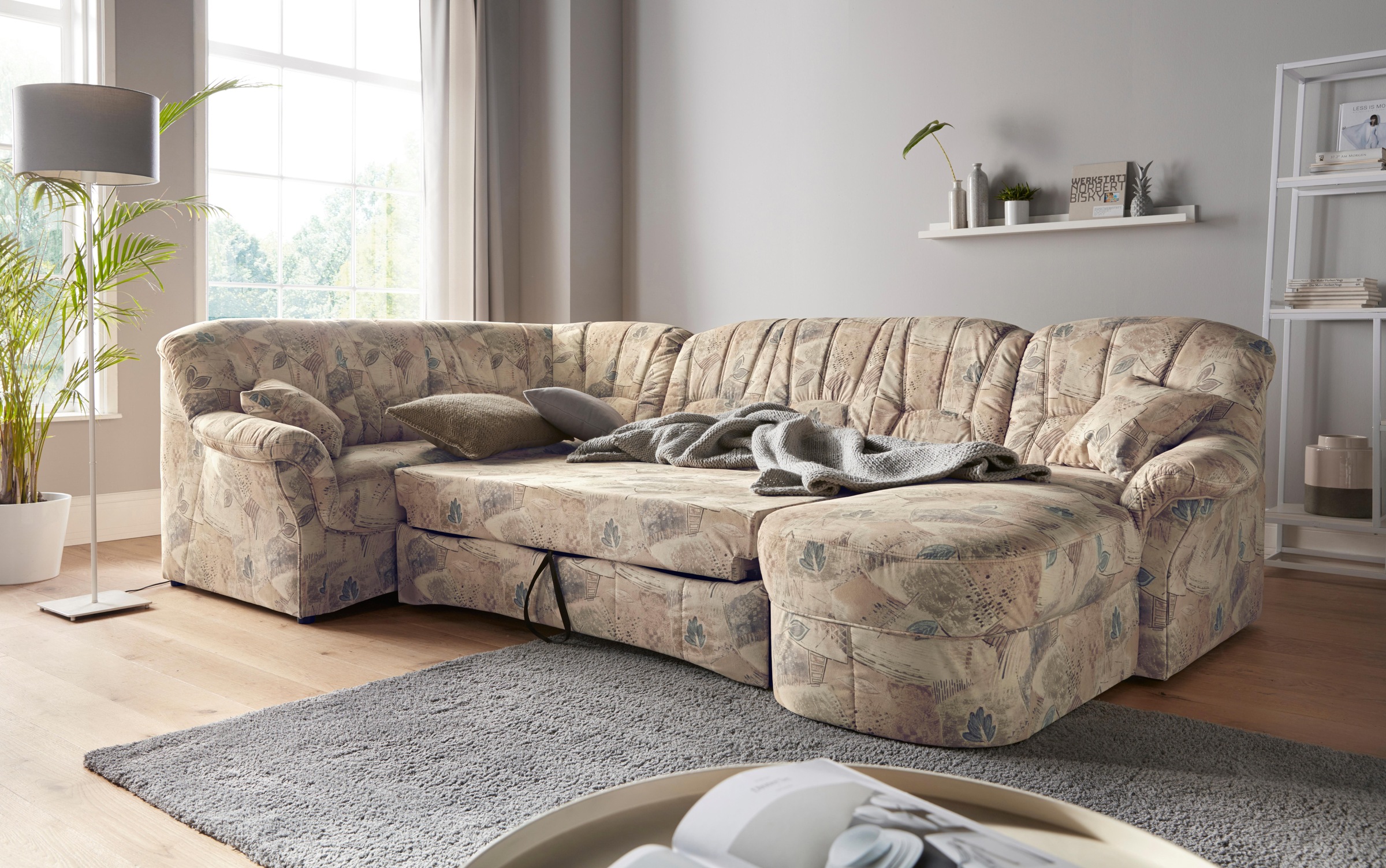 DOMO collection Wohnlandschaft »Bahia Sitzbelastung 140 kg, U-Form«, wahlweise mit Bettfunktion