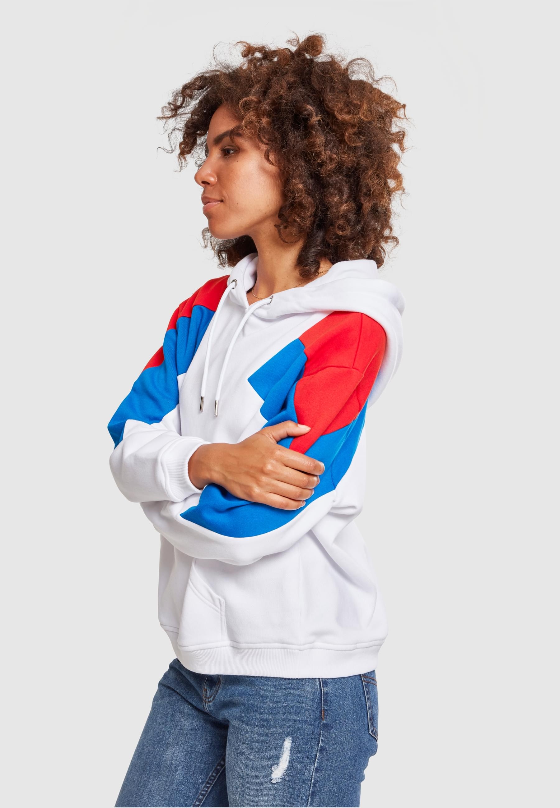 URBAN CLASSICS Rundhalspullover »Urban Classics Damen Ladies Oversize 3-Tone Block Hoody«, (1 tlg.)