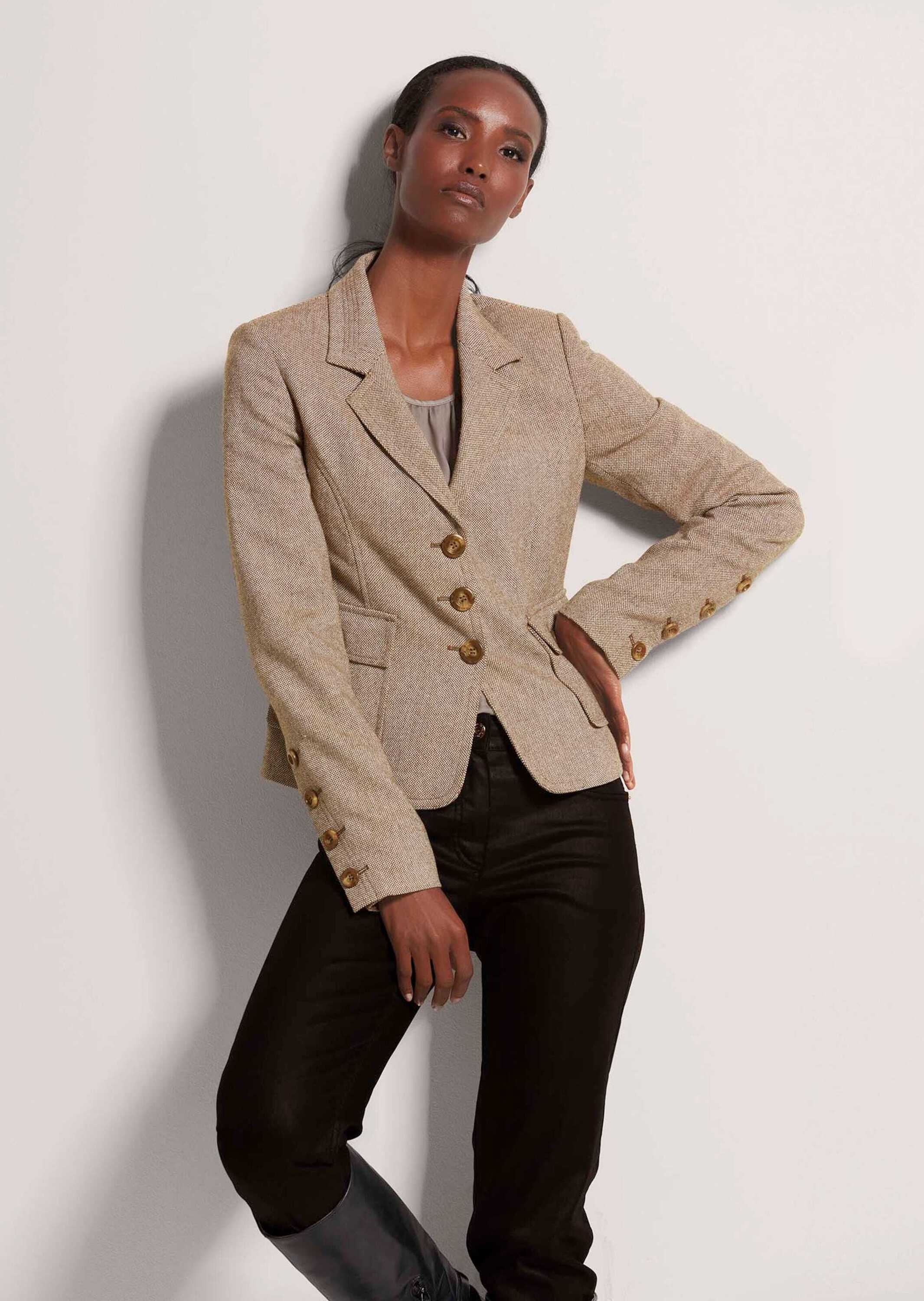 MADELEINE Sweatblazer »Blazer Kurzer Blazer in Pfeffer/Salz-Optik«