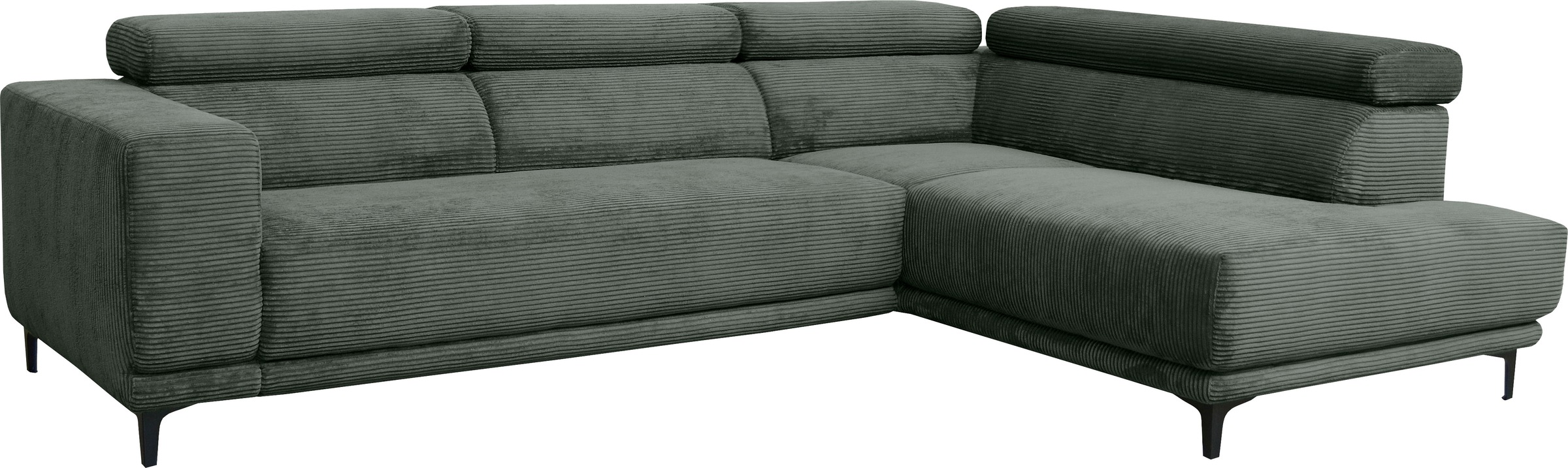 Ecksofa ALINA "Hikari", grün (olivgrün gct 333), B:276cm H:102cm T:210cm, Cord GCT (92% Polyester, 8% Nylon), Sofas, Ecksofa, wahlweise mit Sitzvorzug, in modernem Cordstoff, Breite 276 cm 6