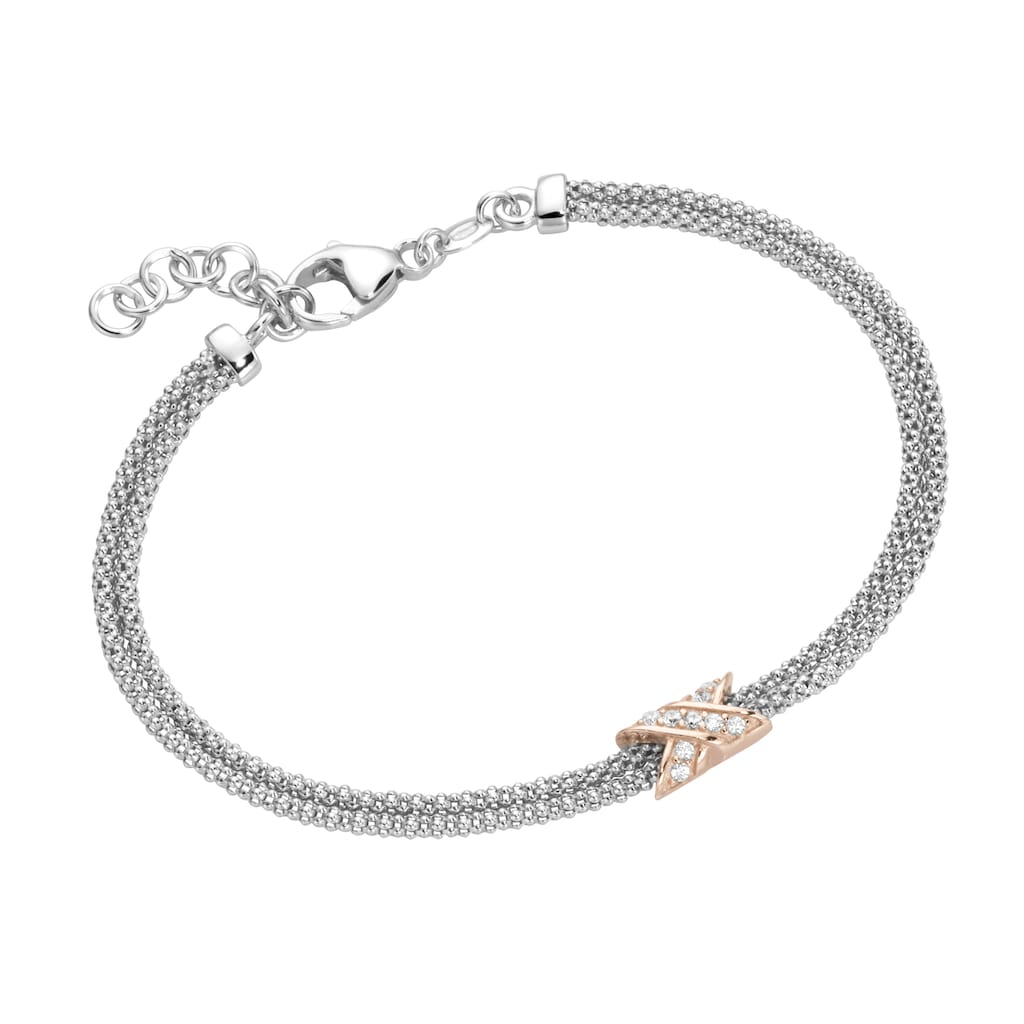 Smart Jewel Armband »Mesh-Optik, Zirkonia Steine, Silber 925«