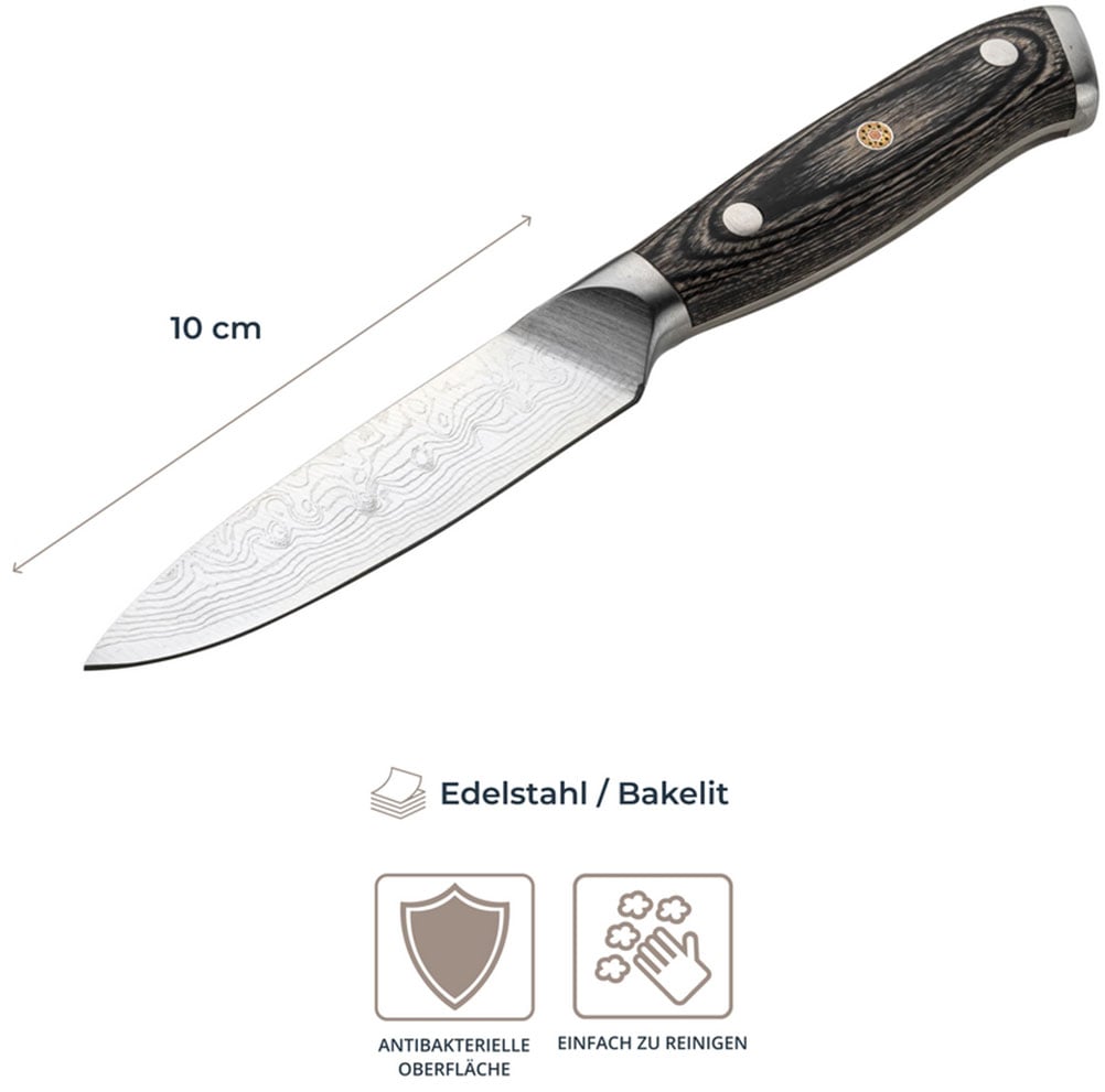 RESTO Kitchenware Gemüsemesser »Ogma 10 cm, aus Edelstahl«, (1 tlg.), professionelles Schälmesser mit lasergravierter Hochleistungsklinge