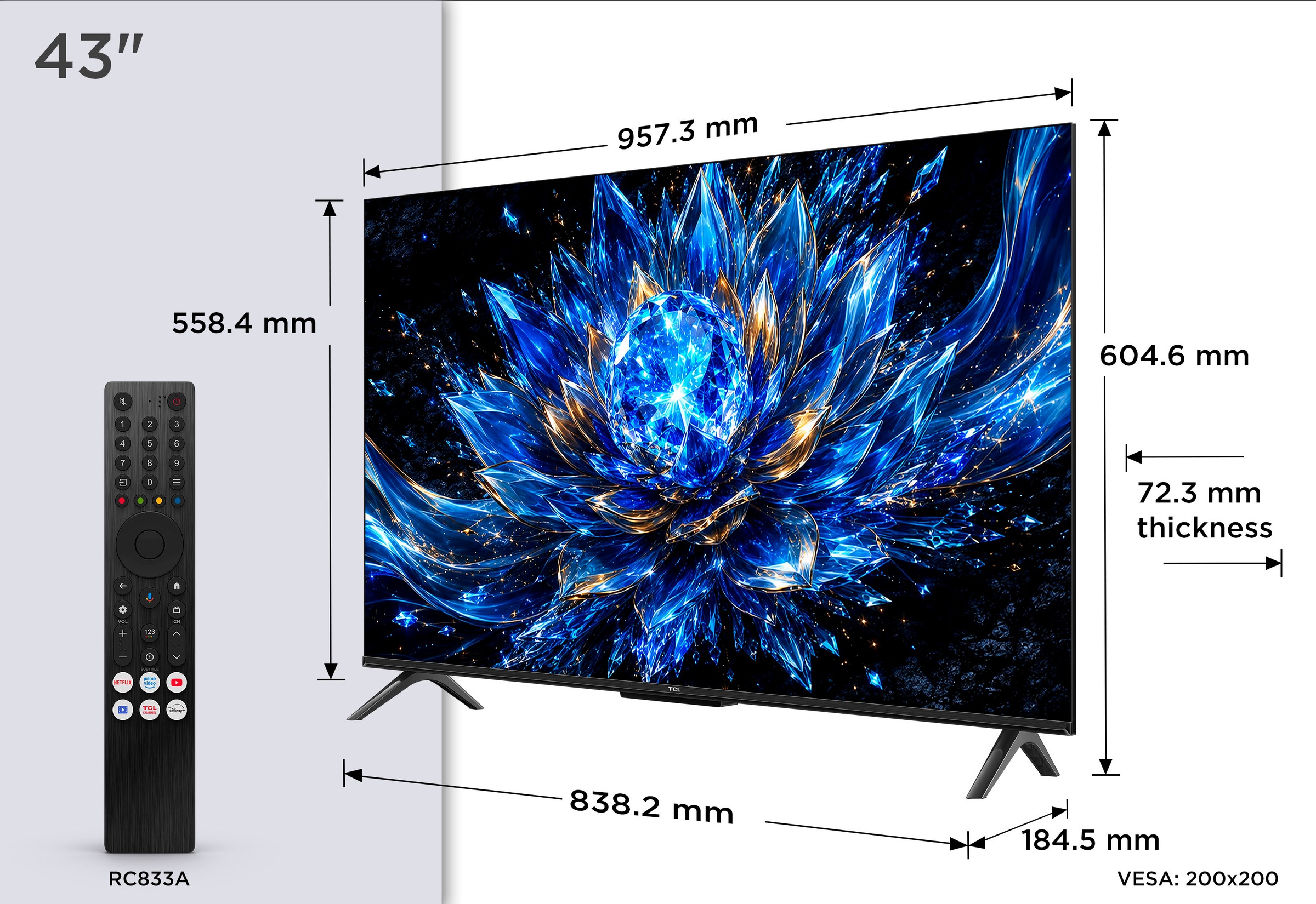 TCL QLED-Fernseher »43T61DX1« 108 cm/43 ″ Smart-TV