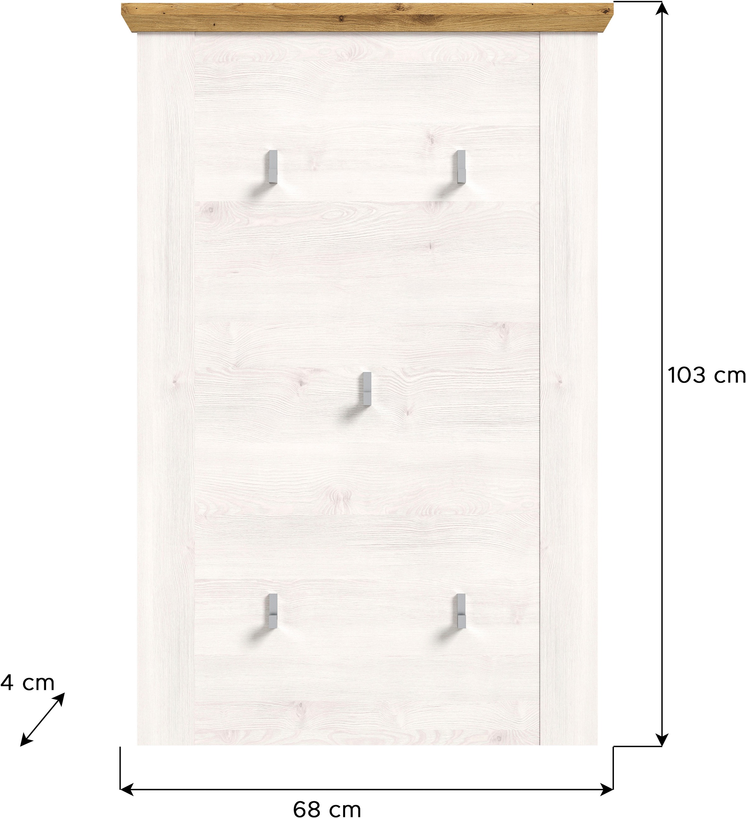 Home affaire Garderobenpaneel »COSENZA, TOPSELLER!, Höhe 103 cm, 5 Garderobenhaken, 2-farbig«, in Landhausoptik, Wandpaneel, Paneel, Wandhaken