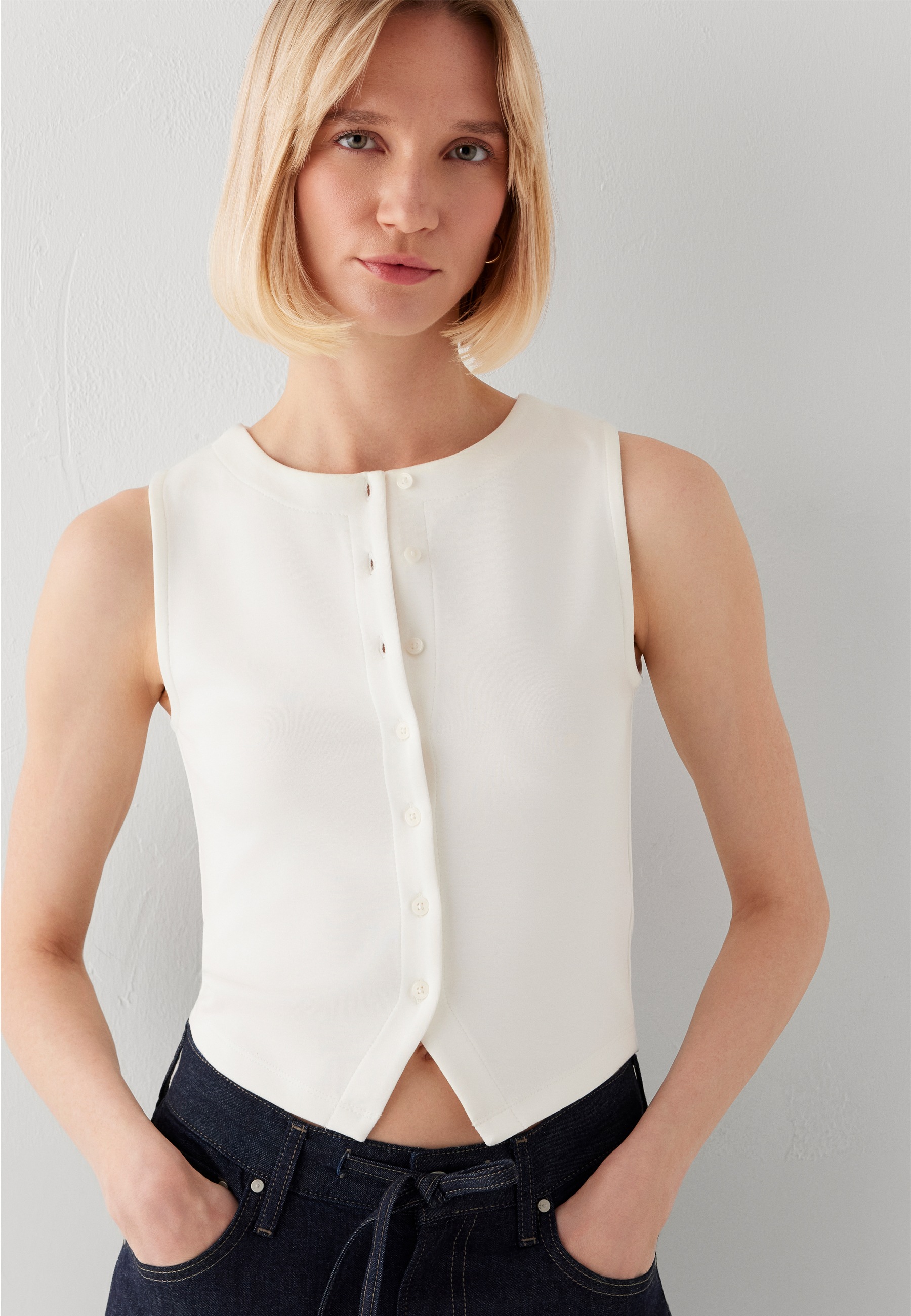 Mavi Muscleshirt "BUTTONED FASHION JERSEY" Top geknöpft