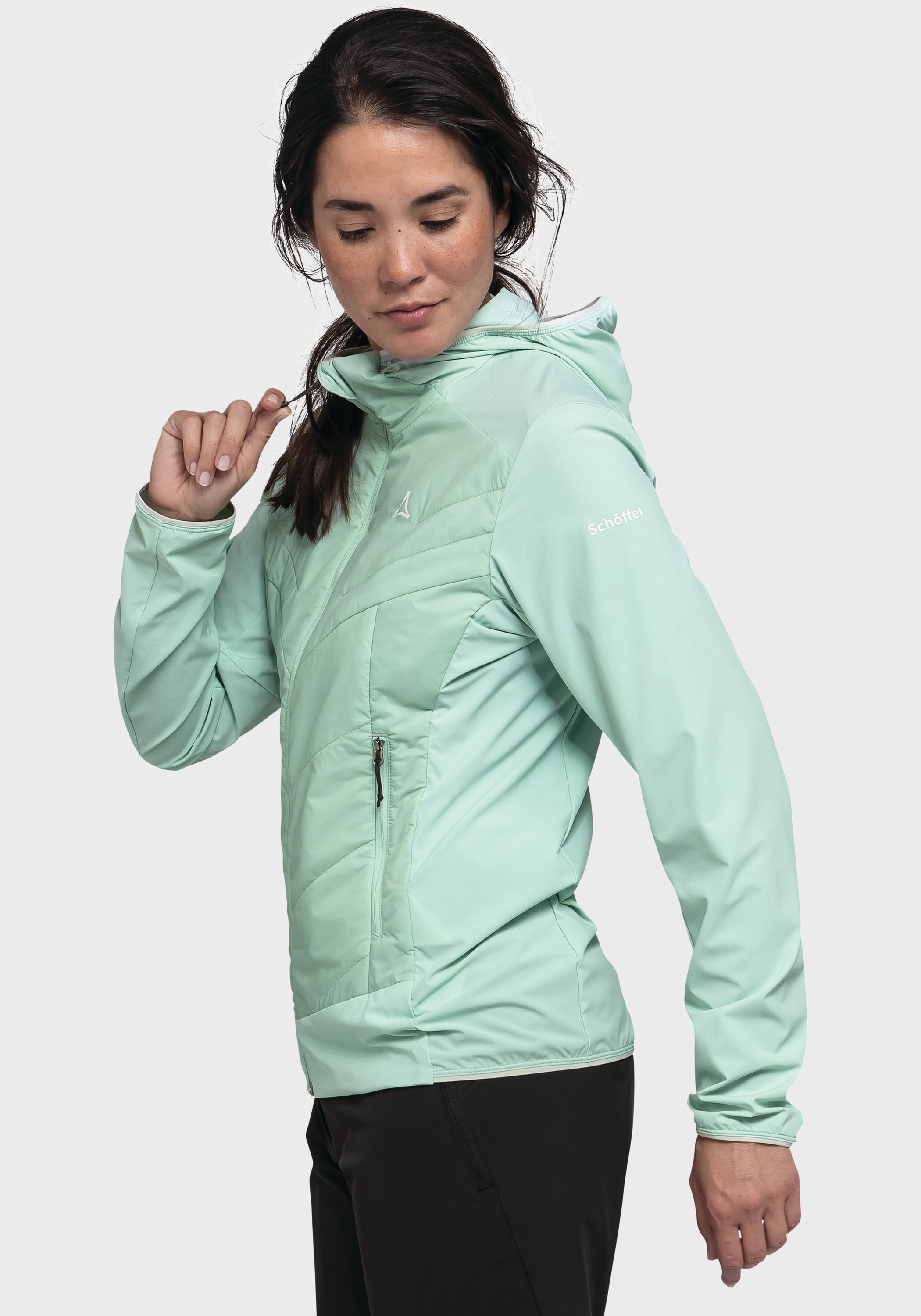 Schöffel Funktionsjacke »Hiking Hybrid Jk Style Blaueis WMS«, mit Kapuze