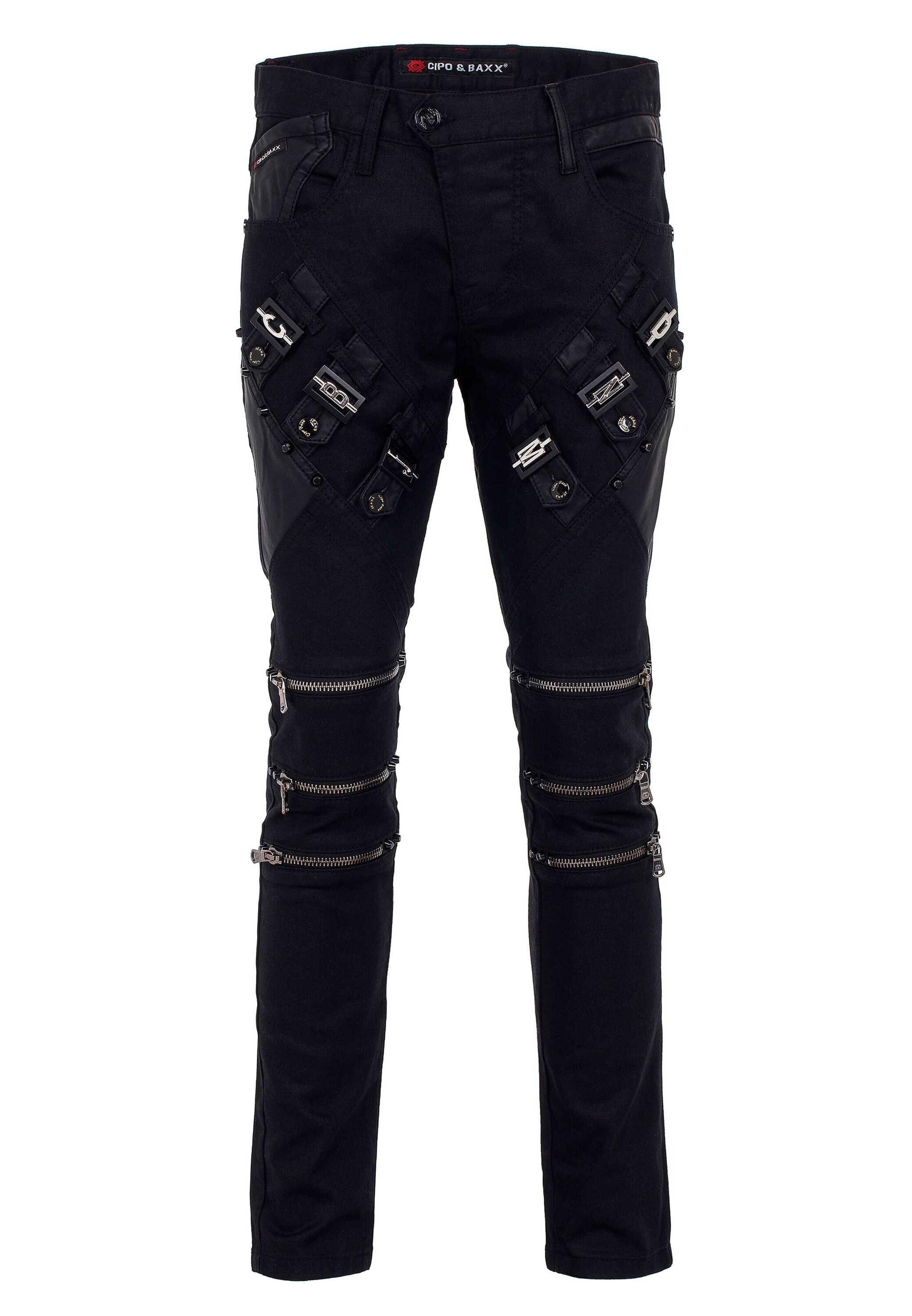 Cipo & Baxx Straight-Jeans »Jeans«, mit coolen Reißverschlussapplikationen, CD567