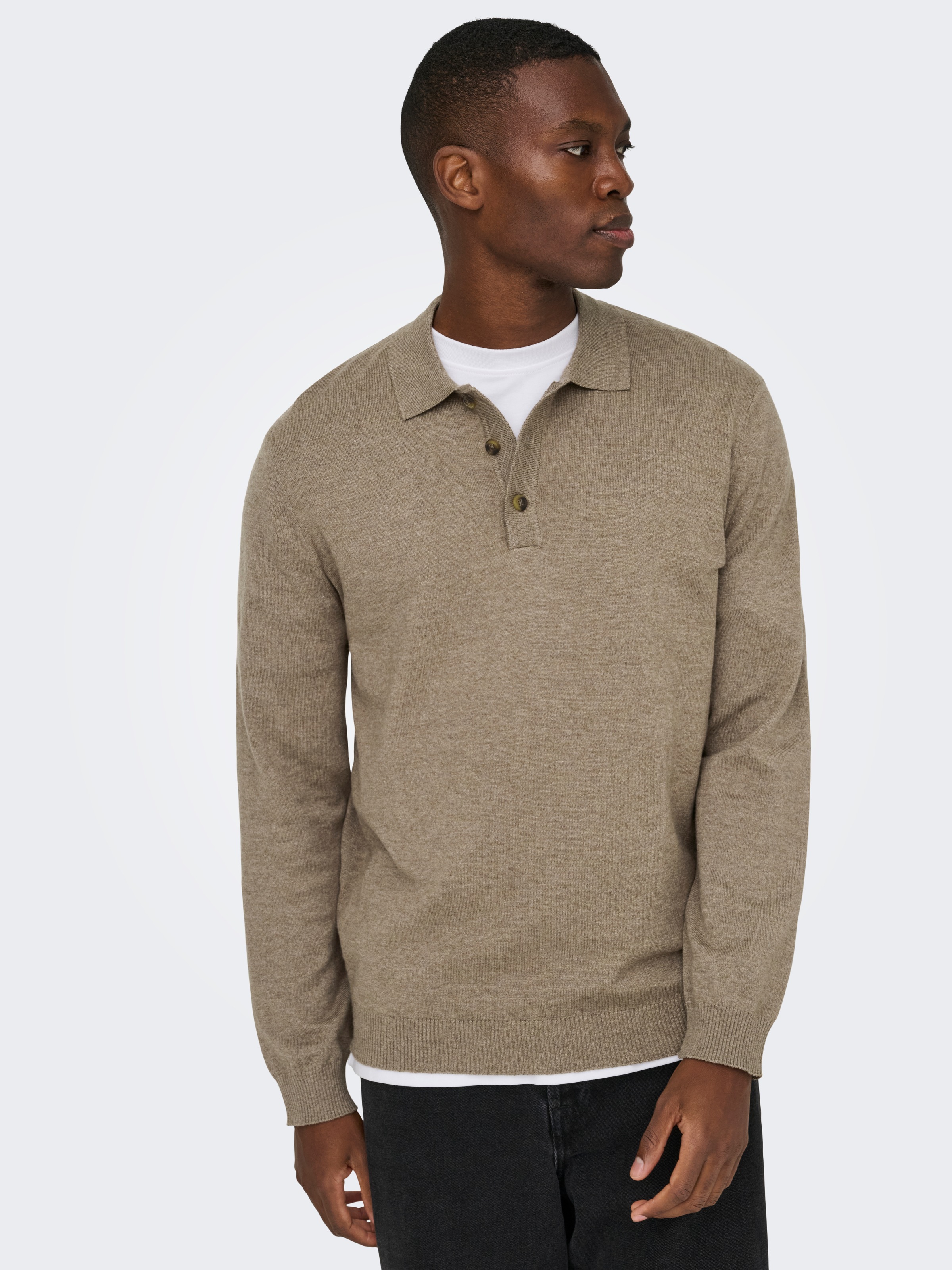 ONLY & SONS Polokragenpullover "ONSLOUI REG 12 LS MEL POLO KNIT" günstig online kaufen