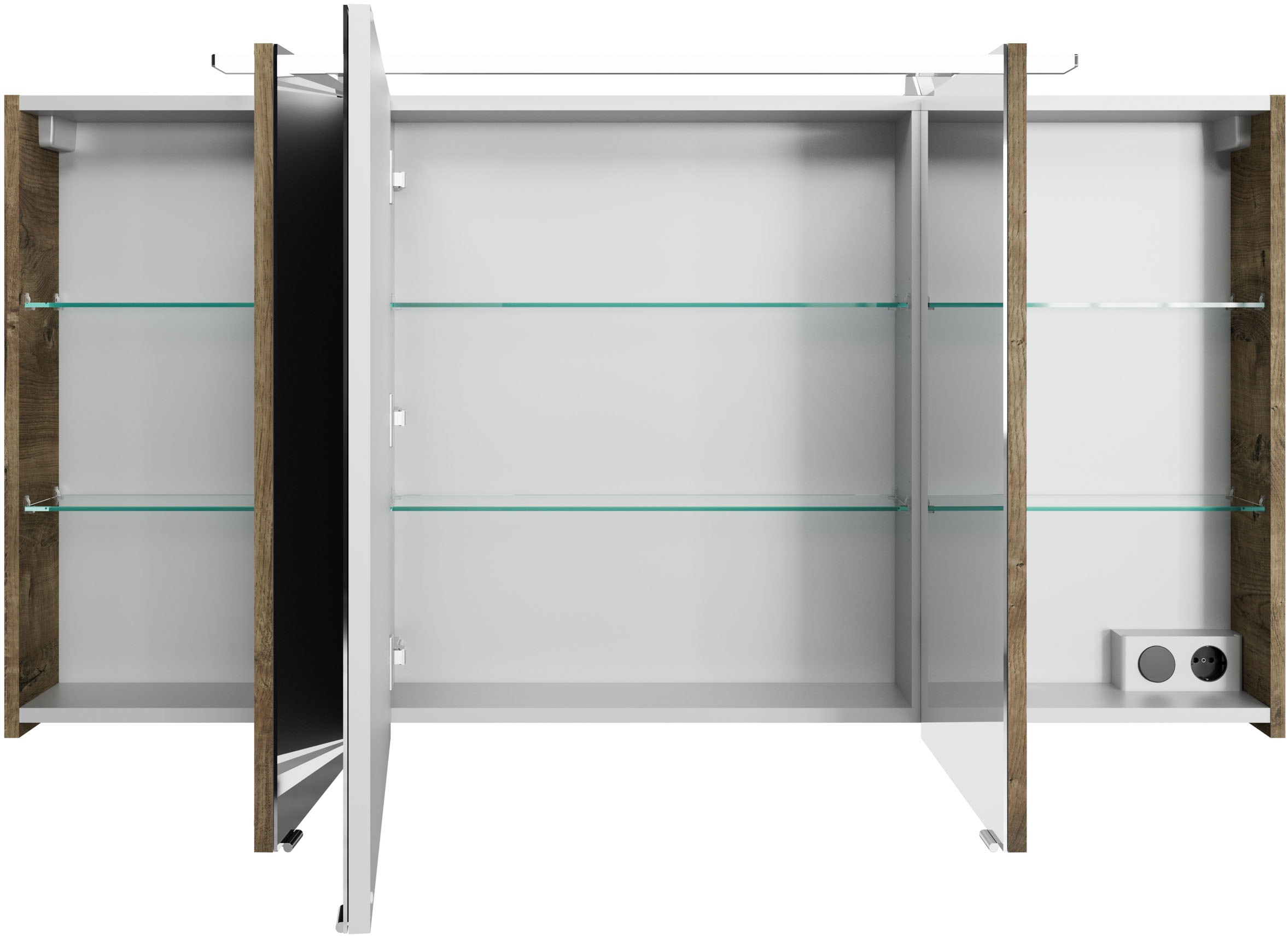 Saphir Badmöbel-Set »Serie 4010 4-teilig Keramik-Waschtisch mit LED-Spiegelschrank«, (Set), Badezimmer Set mit Unterschrank, Midischrank, inkl. Türdämpfer