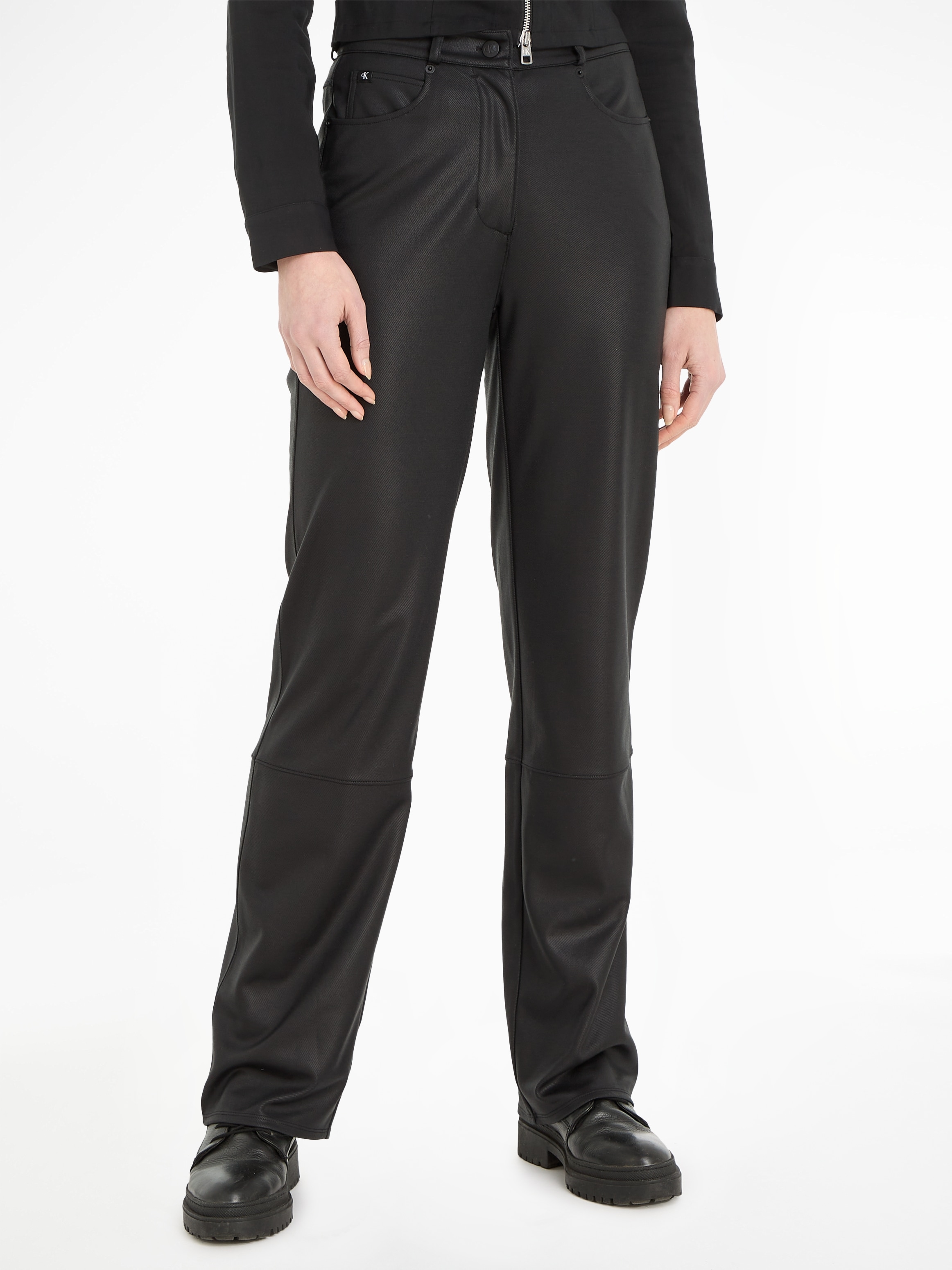 Calvin Klein Jeans Lederimitathose "COATED MILANO HR STRAIGHT" günstig online kaufen