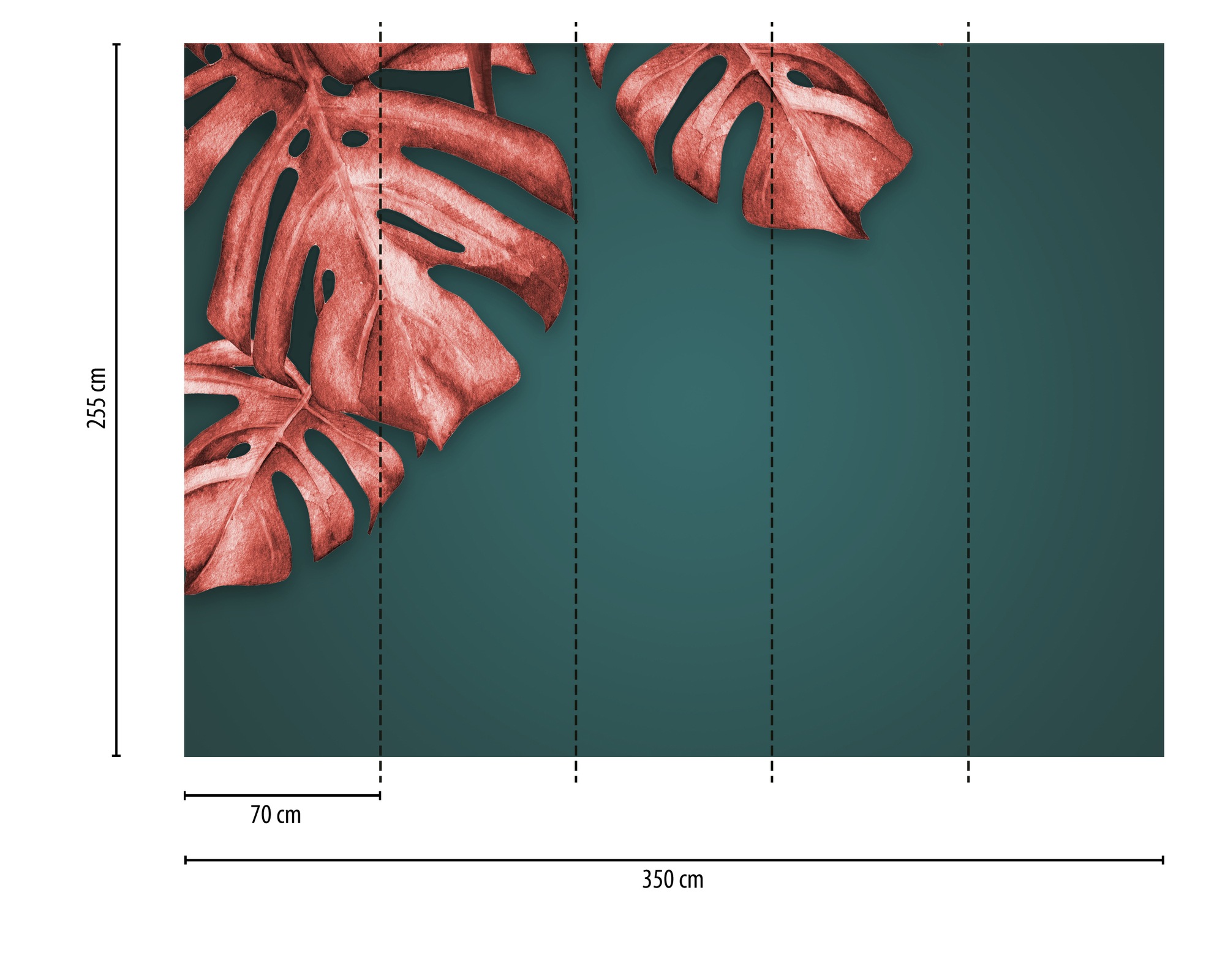 Thumbnail - A.S. Création Vliestapete "Monstera Fototapete Rostrot Petrol Tropisch" matt strukturiert