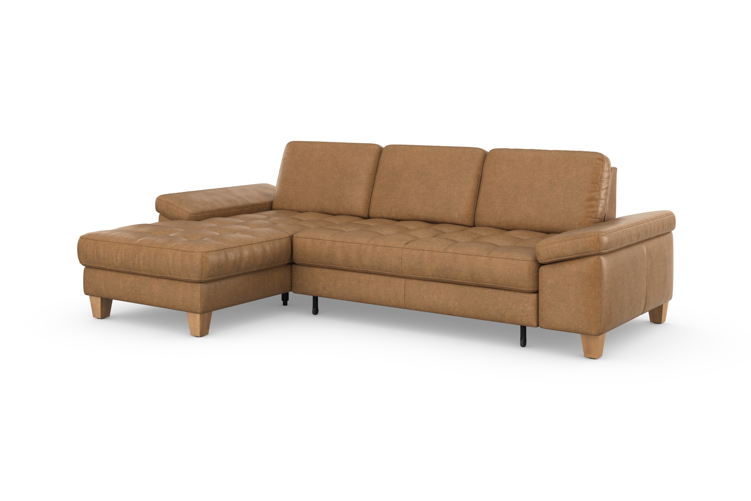sit&more Ecksofa »Westham L-Form«, mit Recamiere, mit oder ohne Bettfunktion, Bettkasten, Füße Eiche