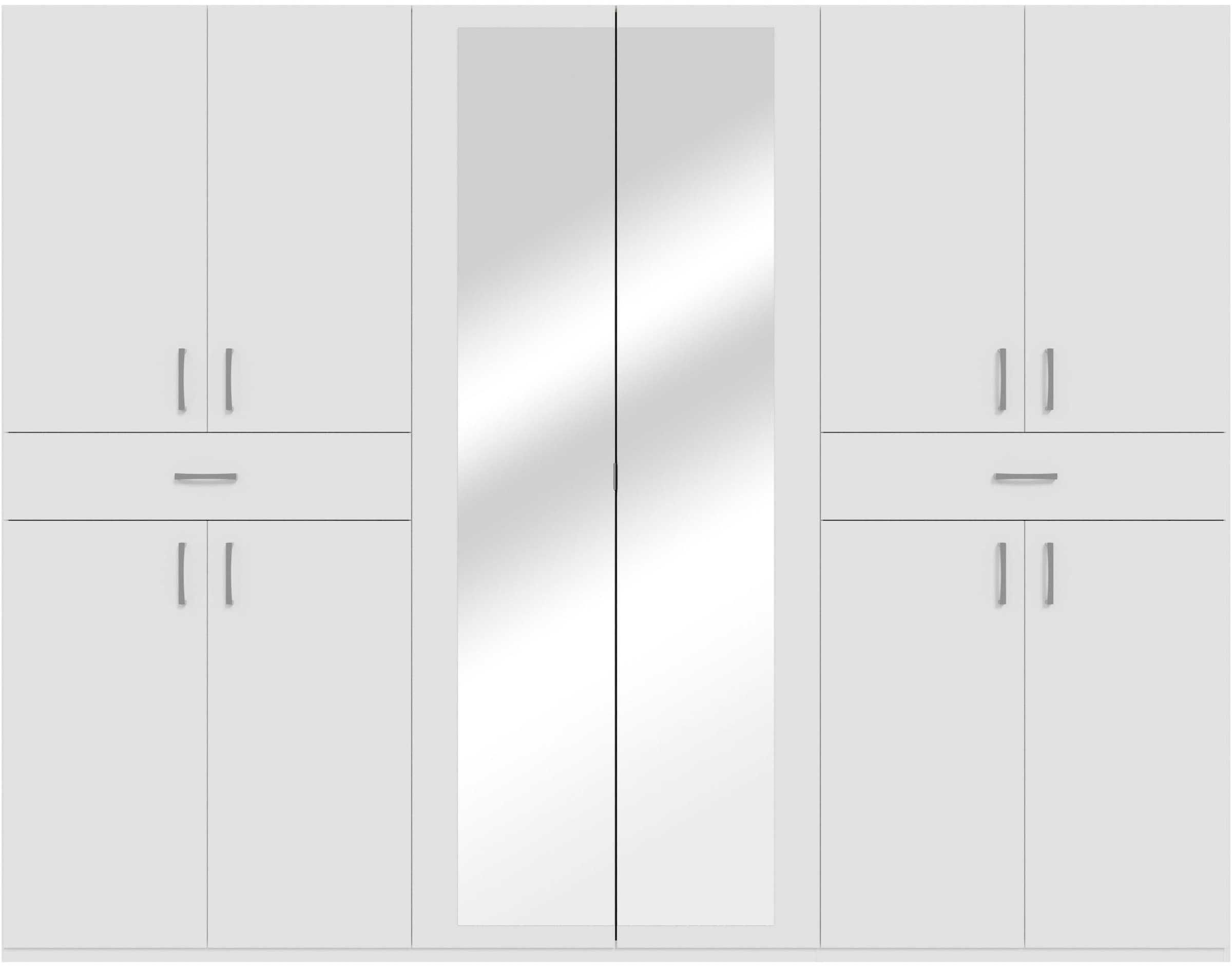 FORTE Kleiderschrank »viel Stauraum, Spiegeltüren, stehende Montage« B/H/T269,7/210,5/54 cm, Spiegeltüren, Schubkästen