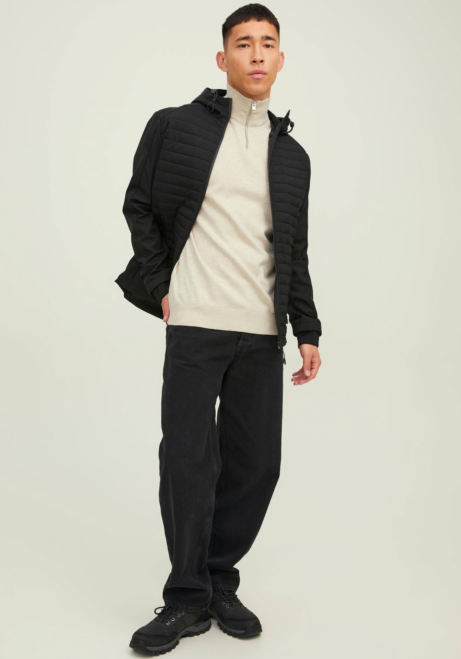 Jack & Jones Strickpullover »EMIL KNIT HALF ZIP«, mit kurzem Reißverschluss im Troyer-Look