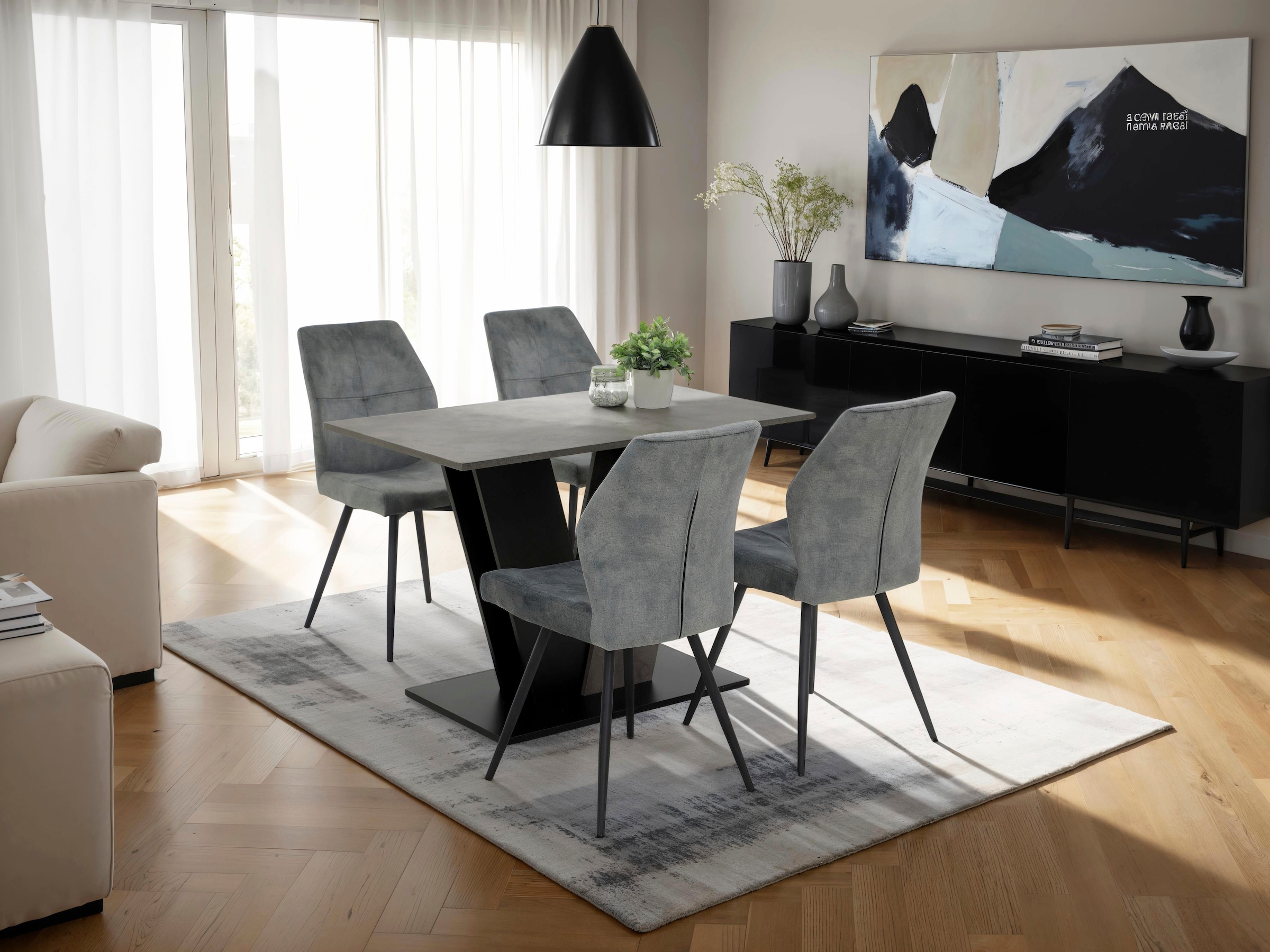 HELA 4-Fußstuhl »ALLY« (Set) 2 Stk.4-Fuß, 360° drehbar, gepolstert, Vintage Velvet mit Steppnähten