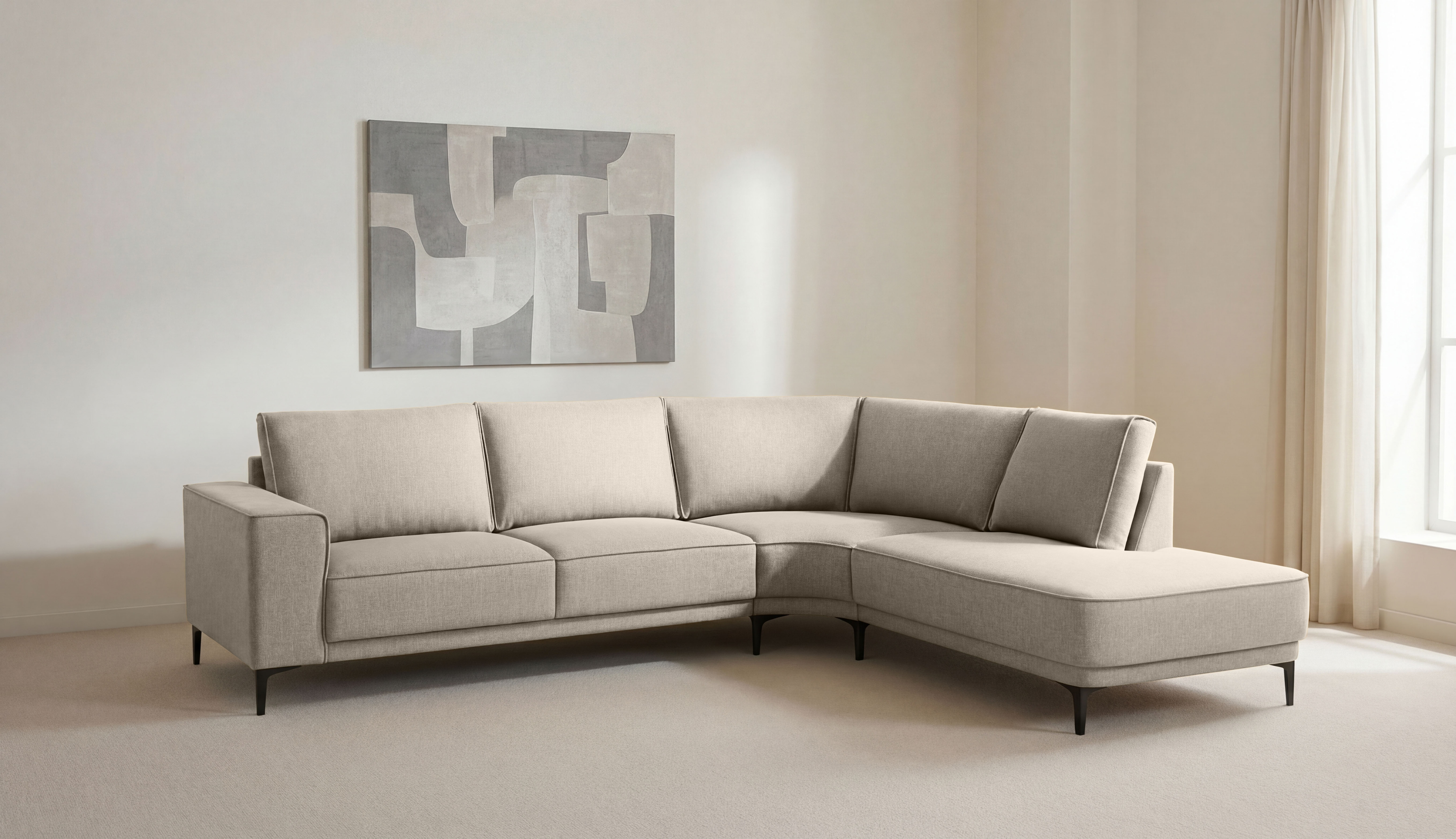 OTTO home Ecksofa "Casina" mit abgerundeter Ottomane, in einem weichen Chenille-Stoff