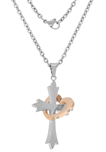 Kette mit Anhänger »Halskette Schmuck Geschenk, Kreuz & Herz "LIEBE" Partnerschmuck«