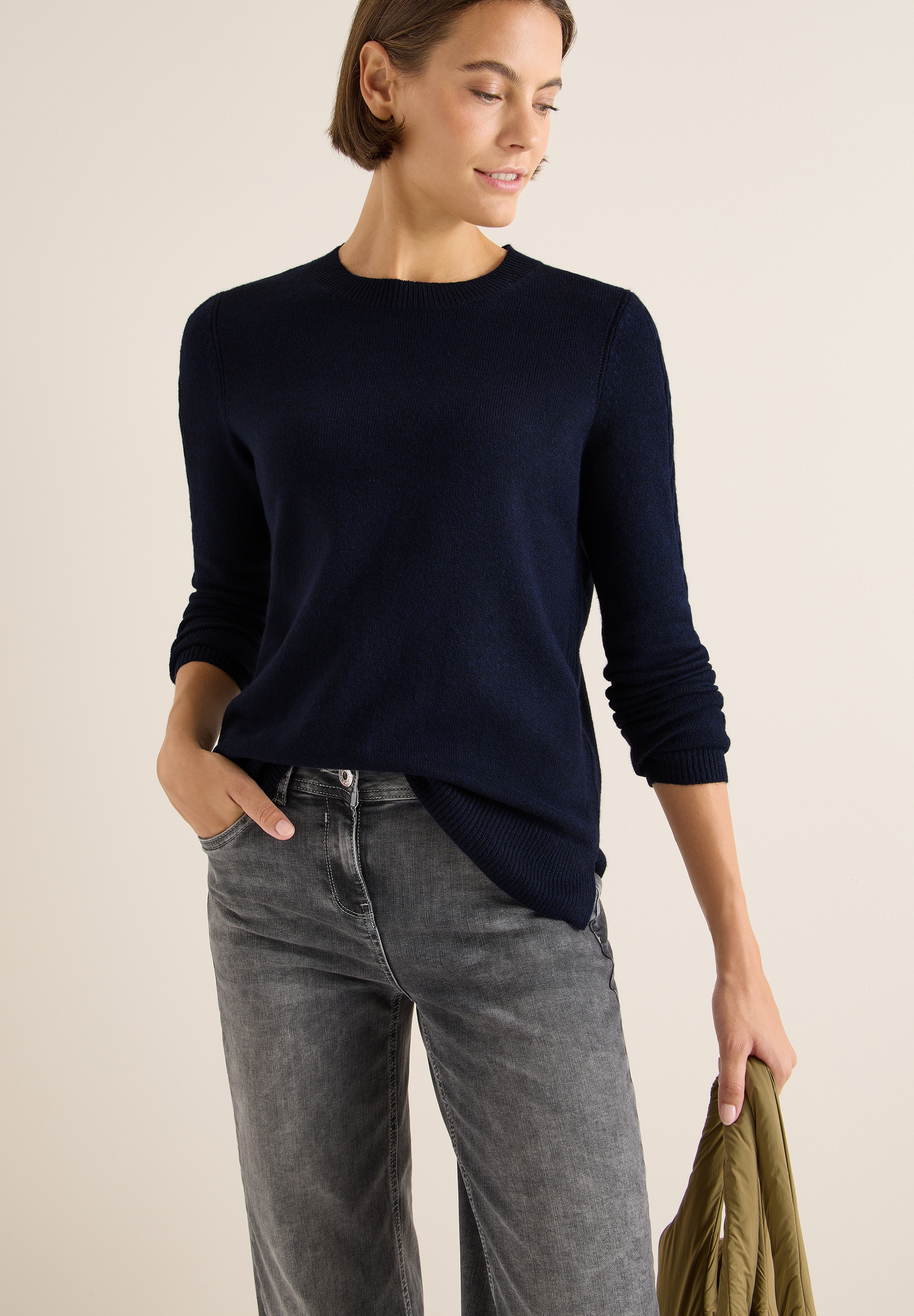 Cecil Rundhalspullover, mit Rippbündchen günstig online kaufen