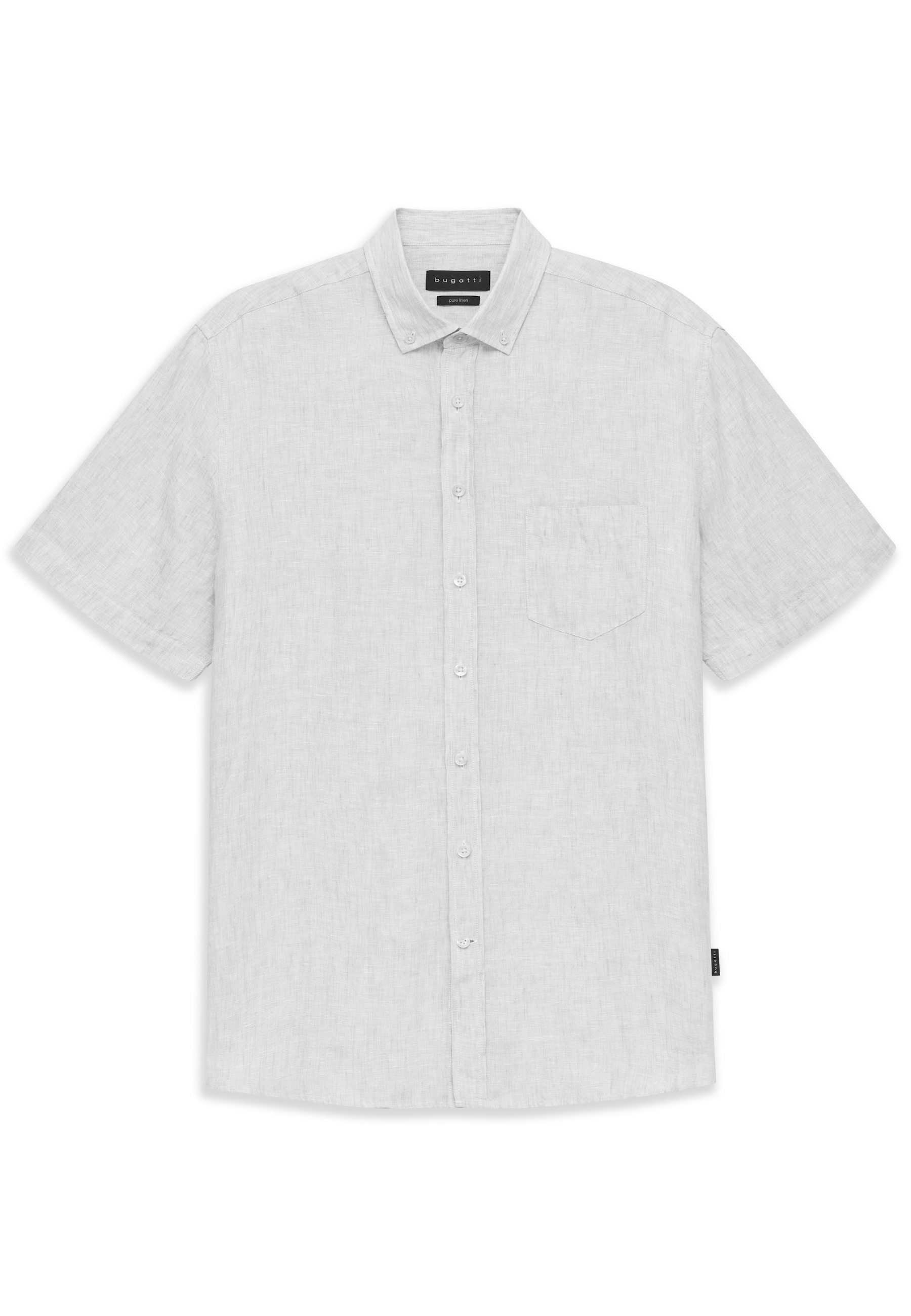 bugatti Kurzarmhemd Modern Fit aus Leinen mit Button-Down-Kragen