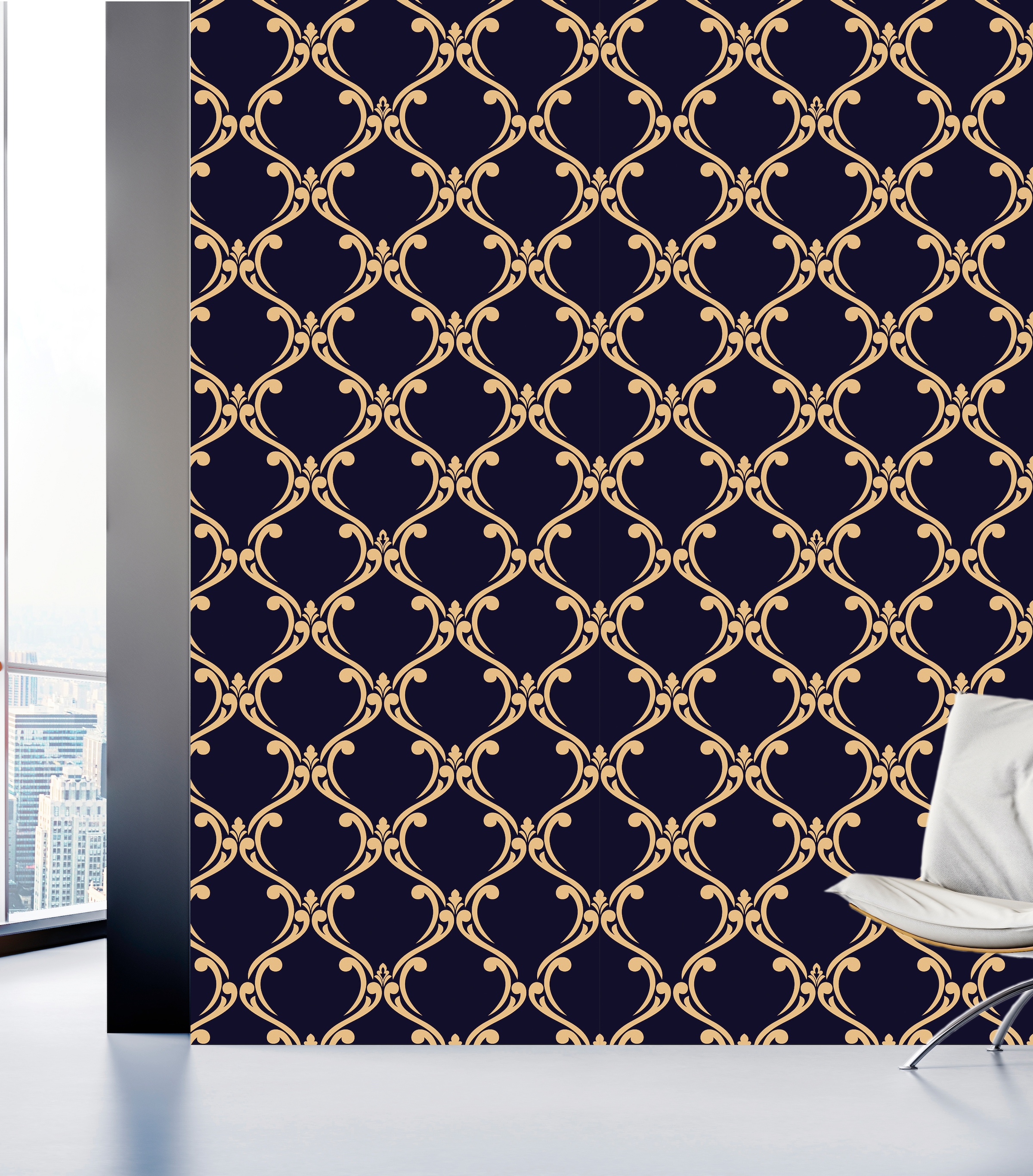 queence Vinyltapete »Lena«, bedruckt-Barock-Antikoptik-Kunst, 90x250cm, selbstklebend, kinderleichte Anbringung, Sticker