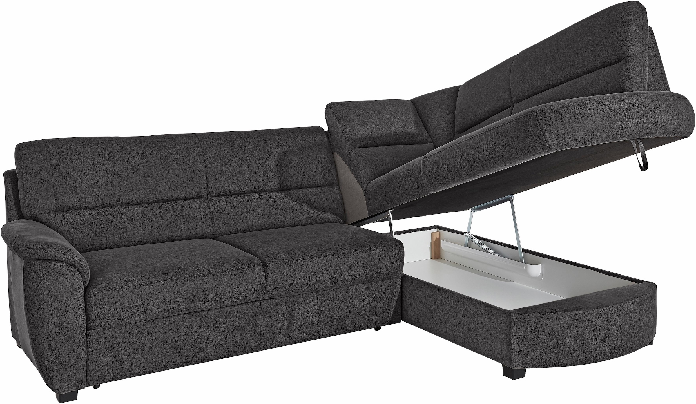 sit&more Ecksofa »Pandora L-Form«, wahlweise mit Bettfunktion und Bettkasten