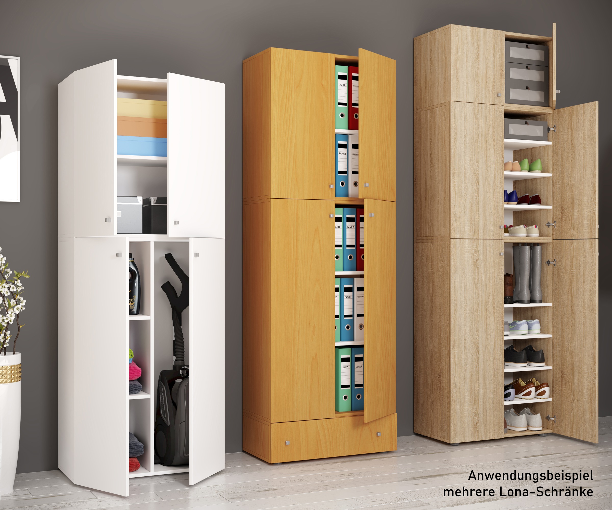 VCM Mehrzweckschrank "Holz Besenschrank Staubsauger Putzschrank Lona S" 1 Stk. tlg.