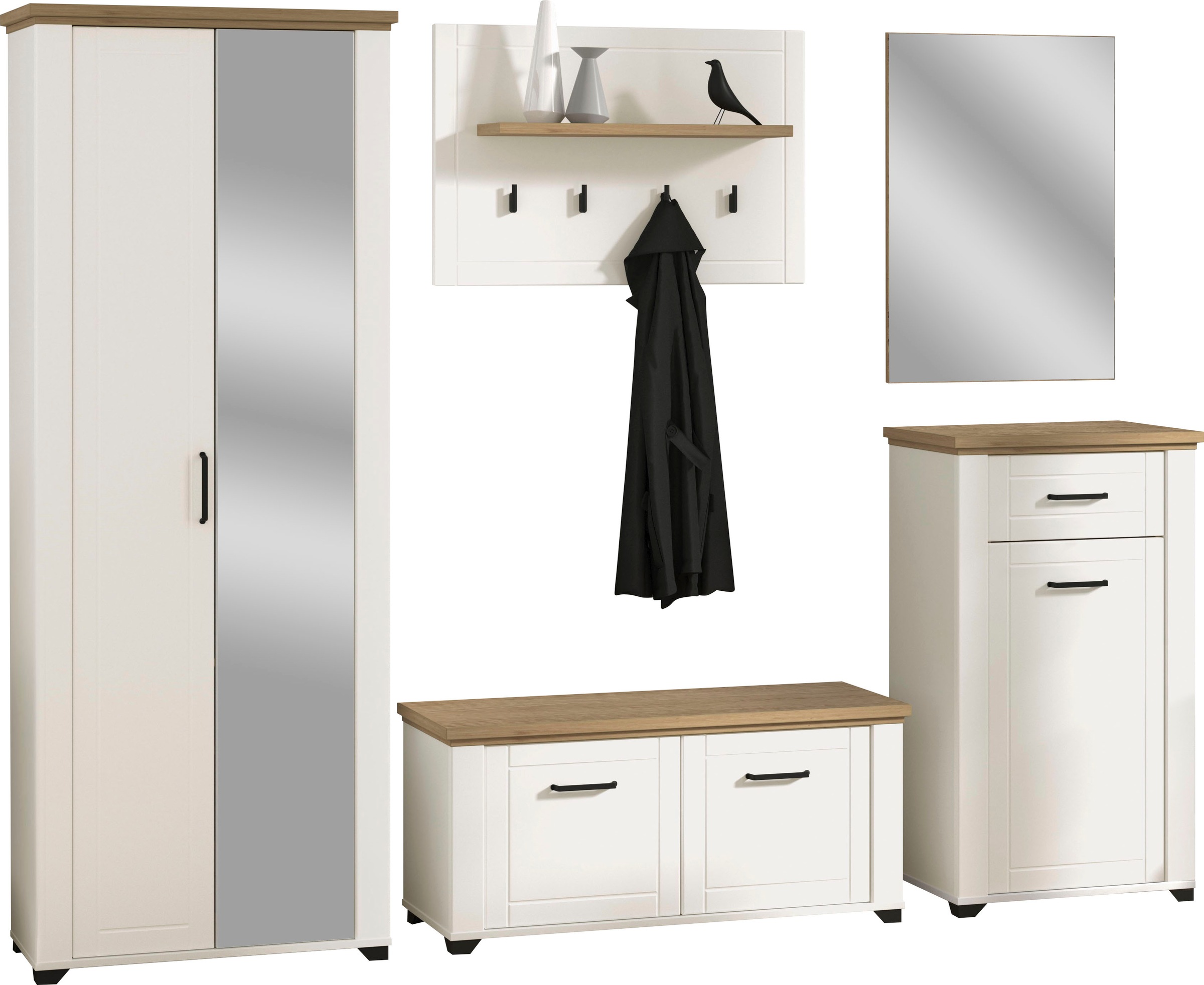 Home affaire Garderoben-Set "Valencia" Set, Garderobenschrank, Schuhkommode günstig online kaufen