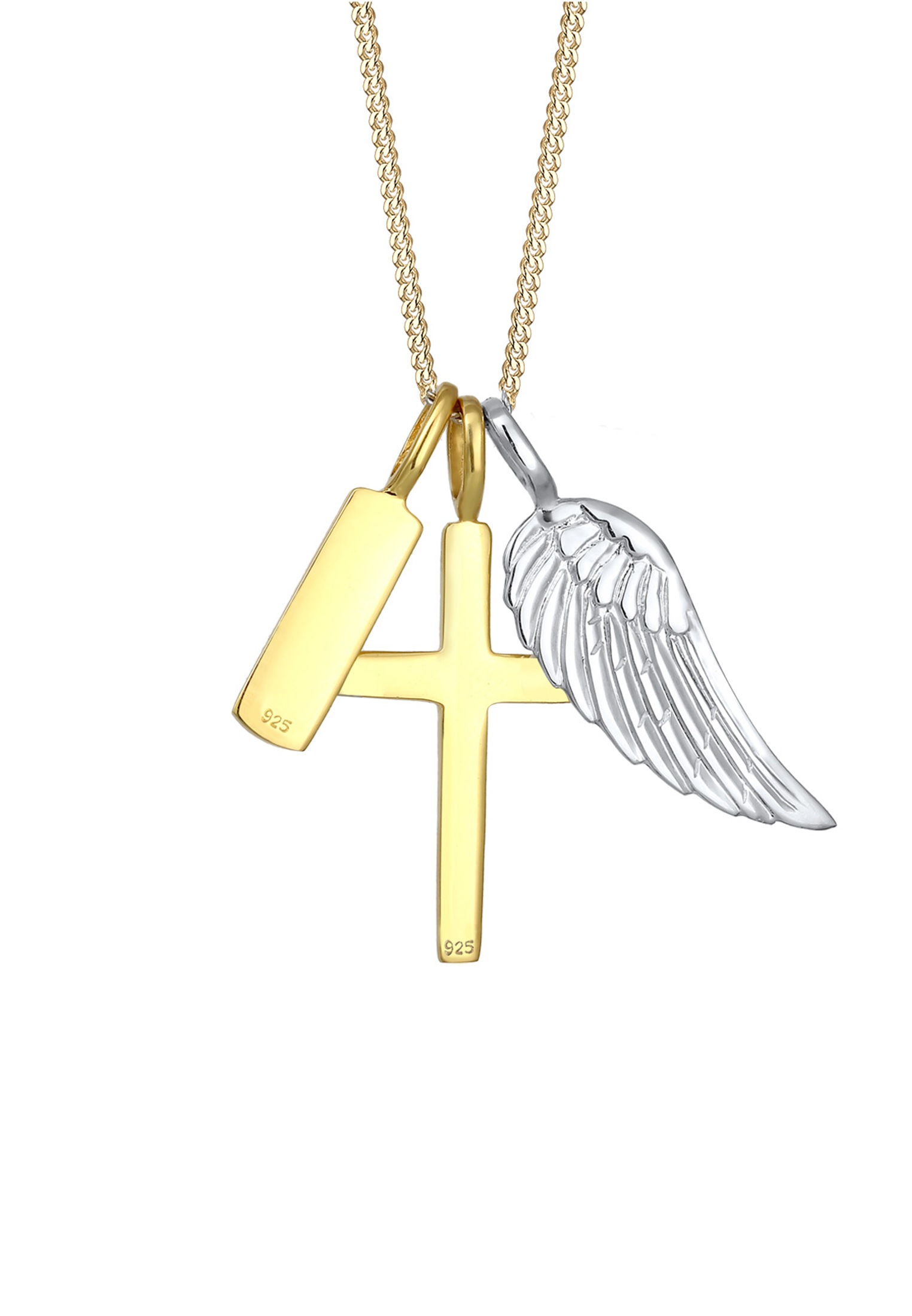 Elli Kette mit Anhänger »Kreuz Flügel Trust Bi Color 925 Silber«