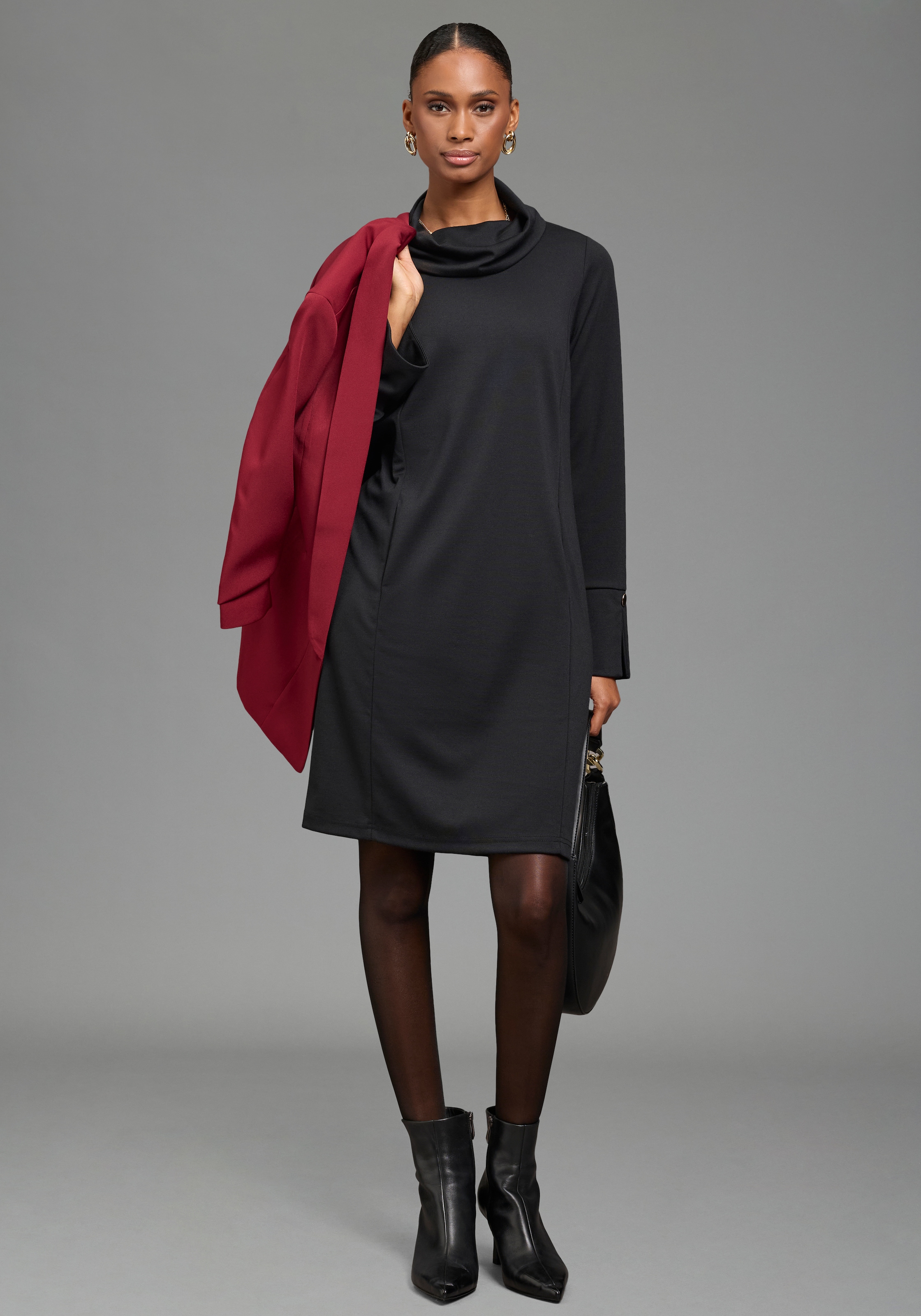 Laura Scott Jerseykleid Nahttaschen aus elastischer Viskosemischung, figurumspielender Schnitt