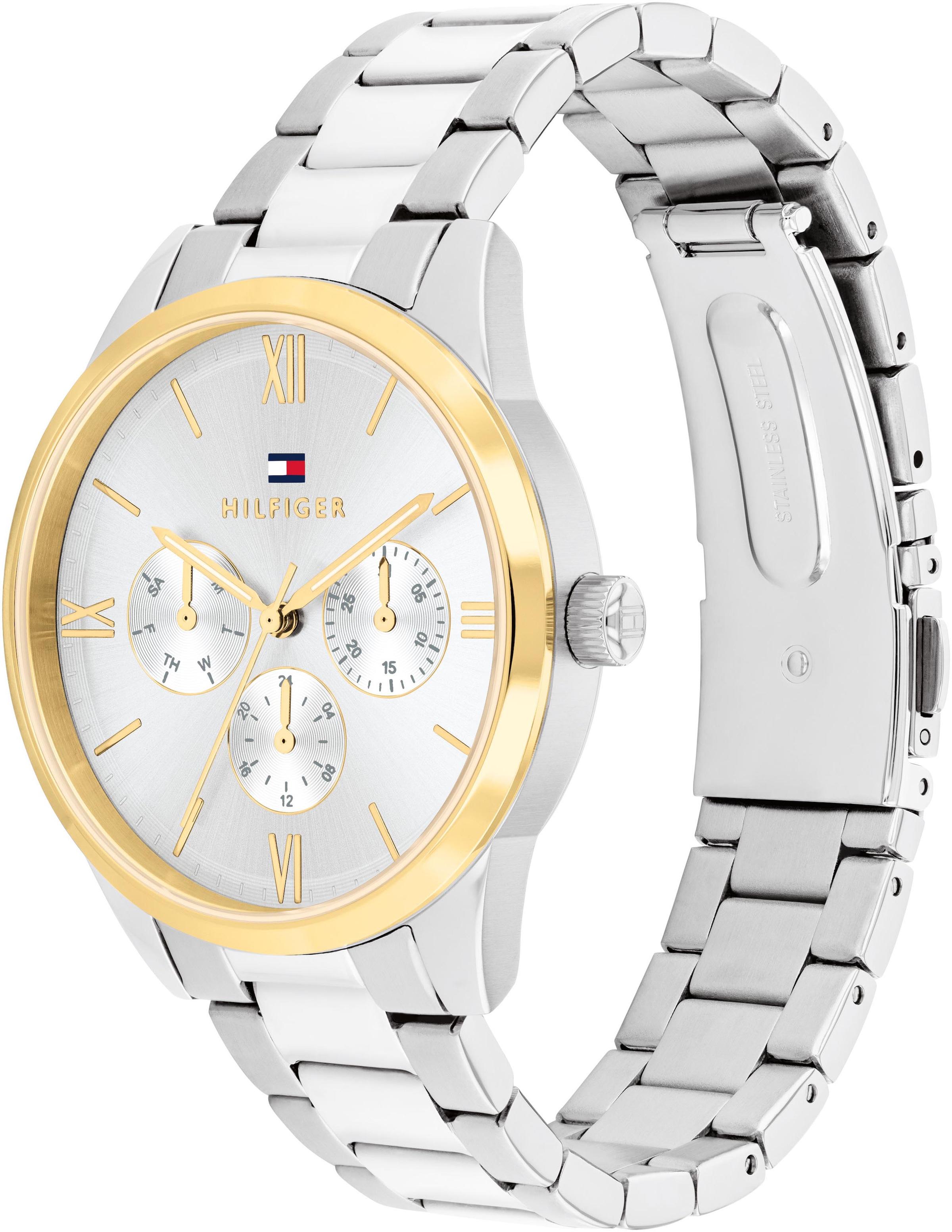 Tommy Hilfiger Multifunktionsuhr »CAMILLE«, Quarzuhr, Armbanduhr, Damenuhr, Edelstahlarmband,Datum