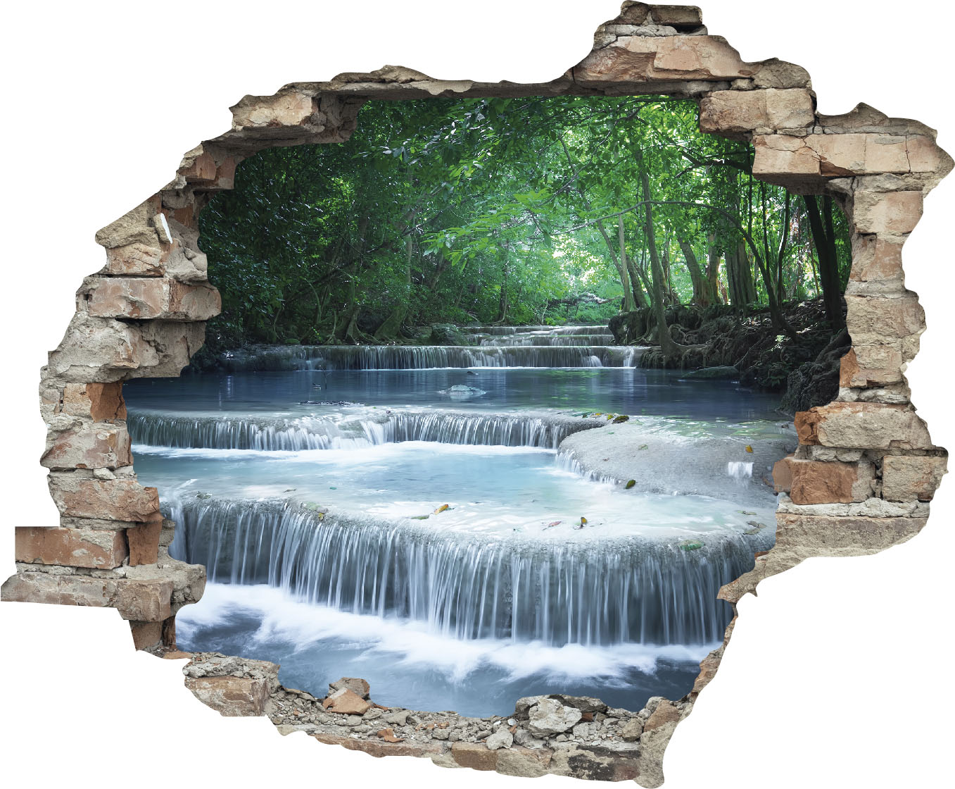 queence Wandtattoo "Fluss" Wandsticker, Wandbild, selbstklebend, 3D, Wanddurchbruch